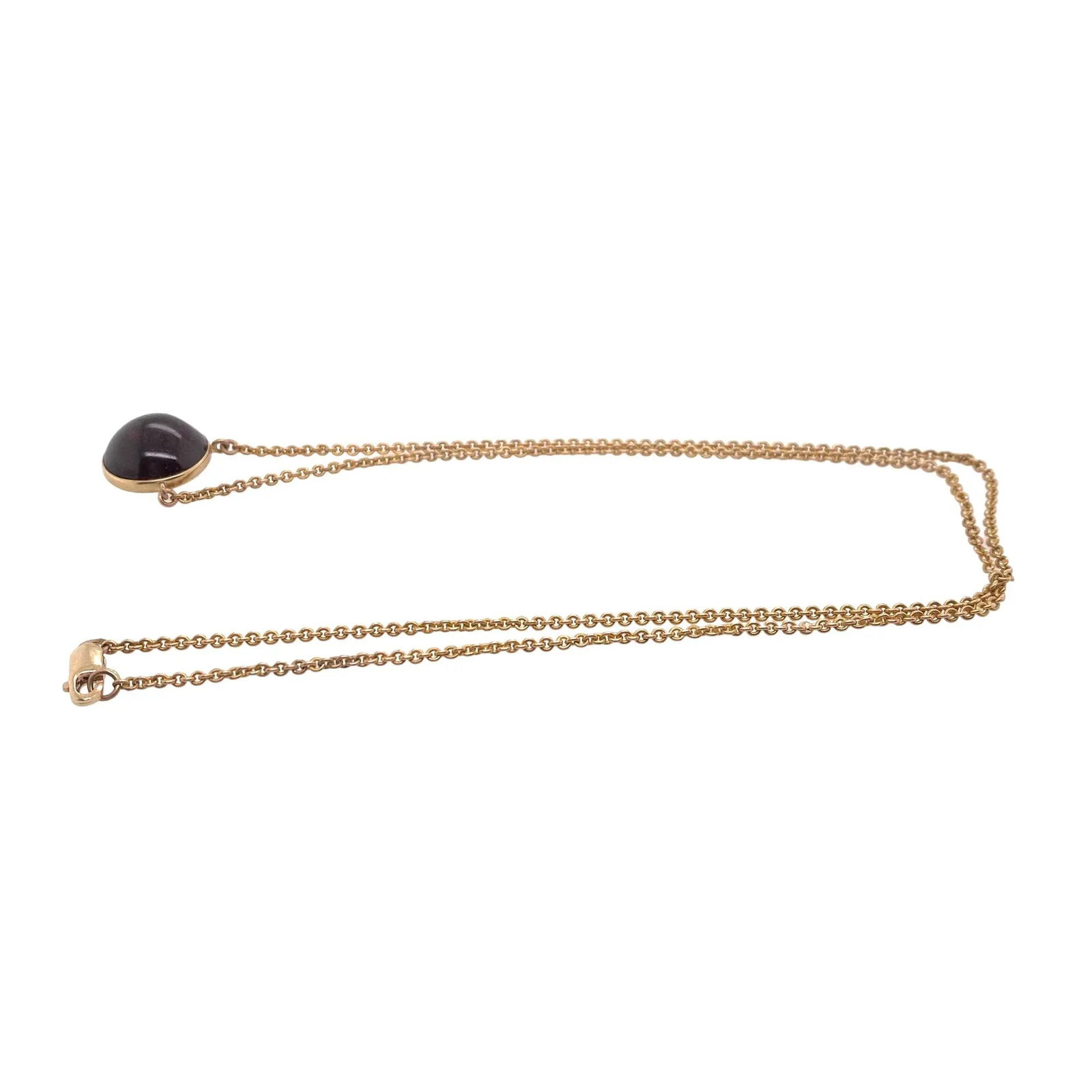 Antique 14k Gold Cabochon Garnet Pendant Necklace - 5