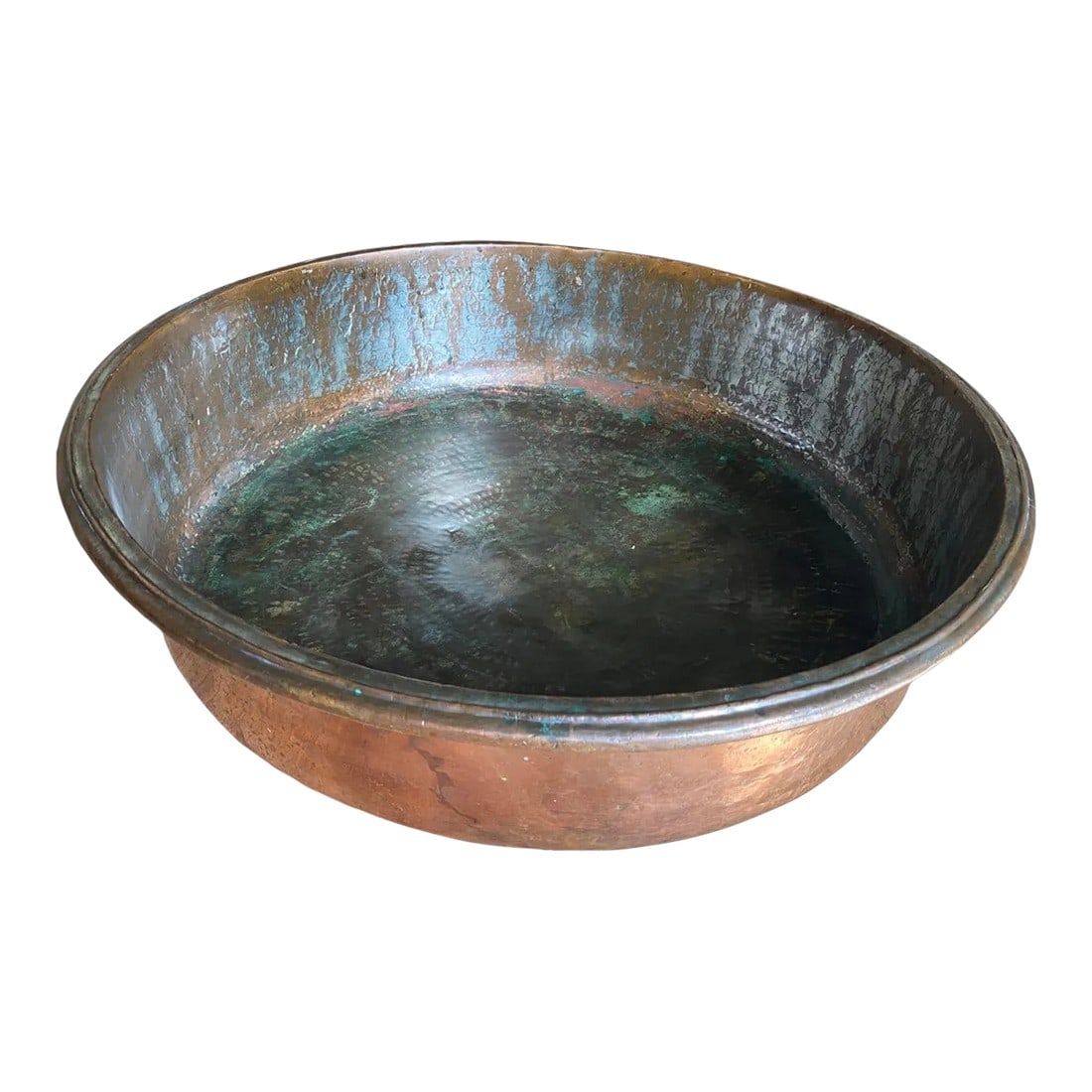 Italian Mid 19th Century Copper Pan: A terrific and large scale Italian mid-19th century Copper Pan. A fabulous decorative piece for any kitchen island or farm table. Condition: Alterations: Original Condition Unaltered Imperfections: So