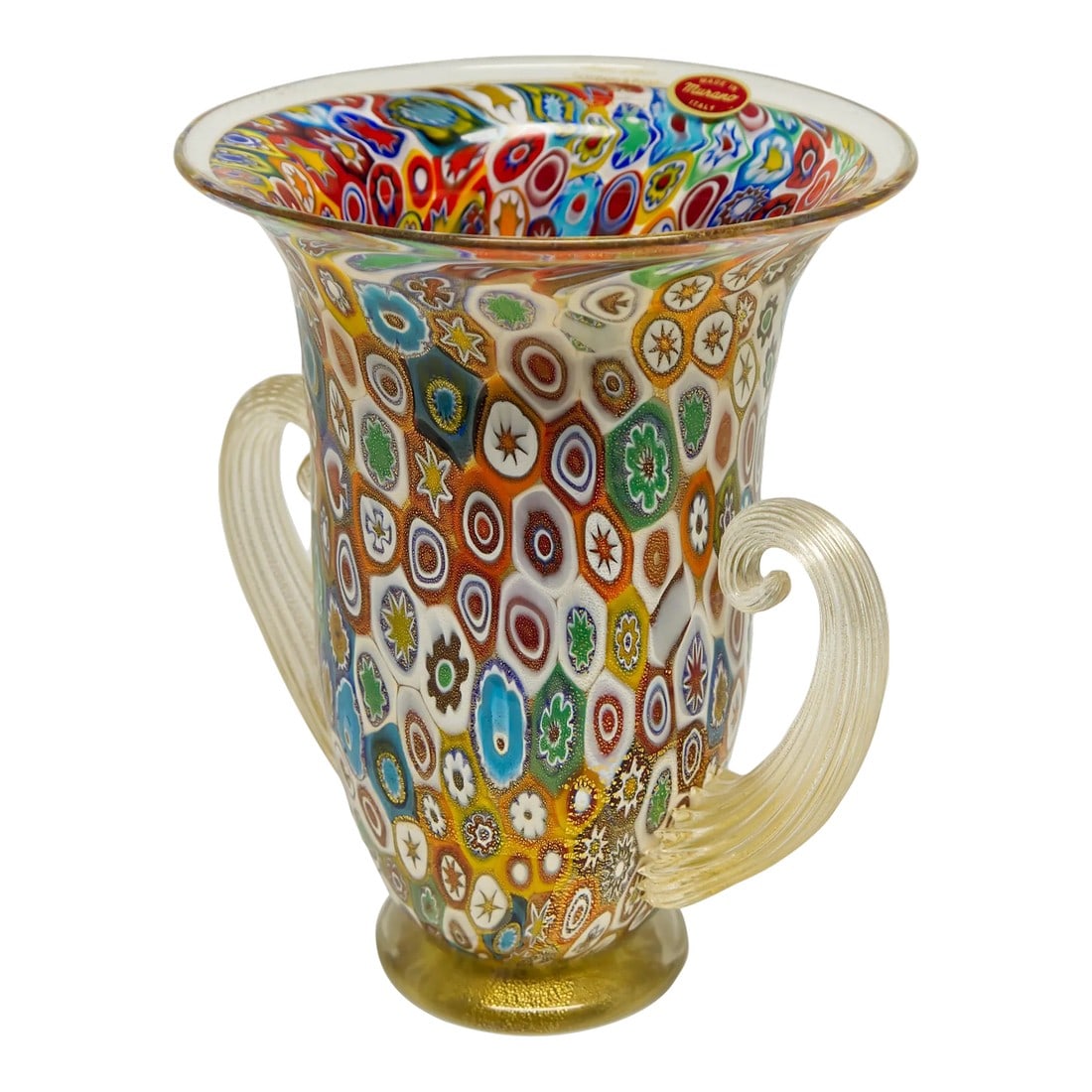 Gambaro & Poggi Murano Millefiori Vase Hand-Blow Glass Urn Vase (1 of 6)