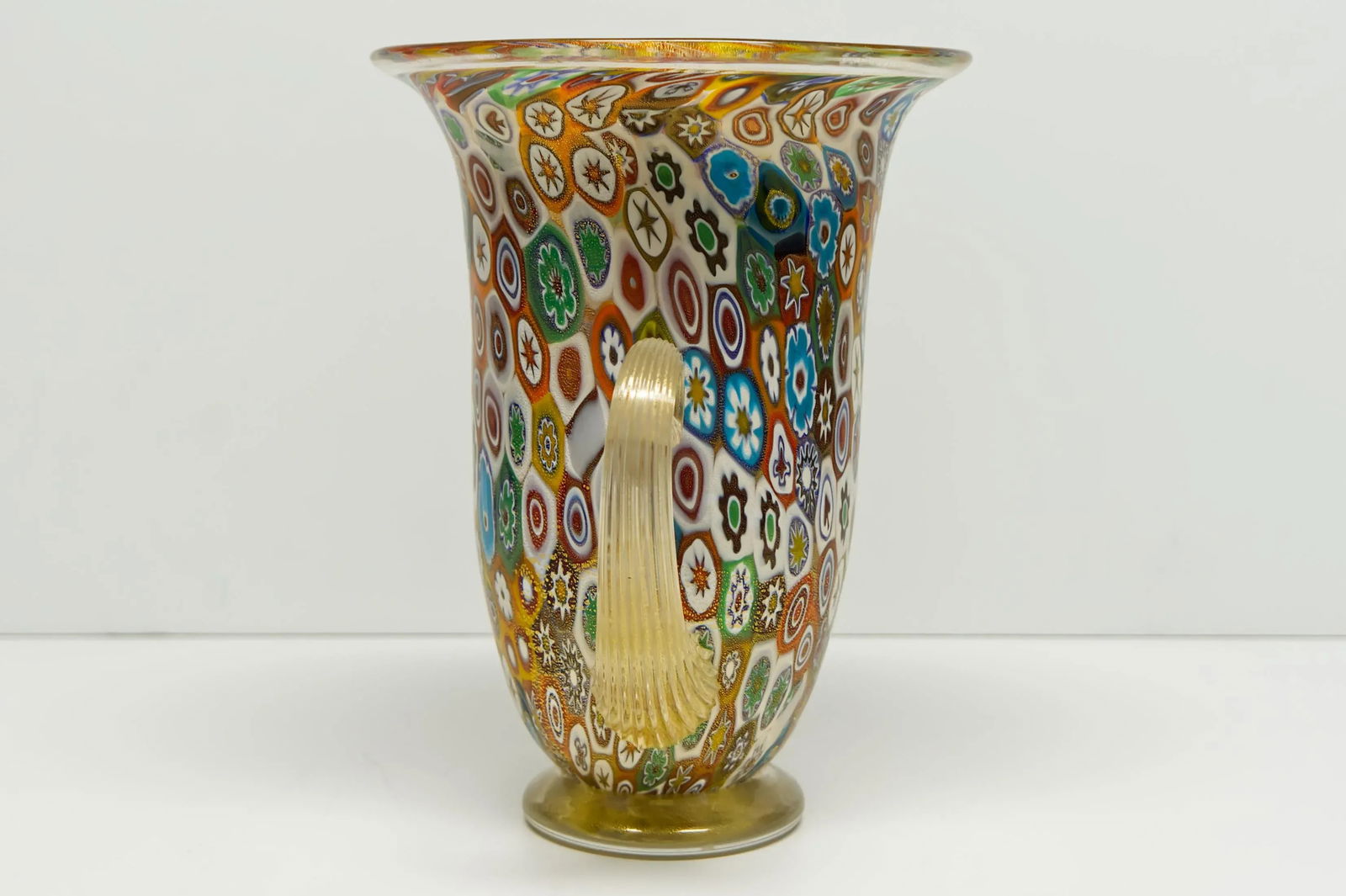 Gambaro & Poggi Murano Millefiori Vase Hand-Blow Glass Urn Vase - 2