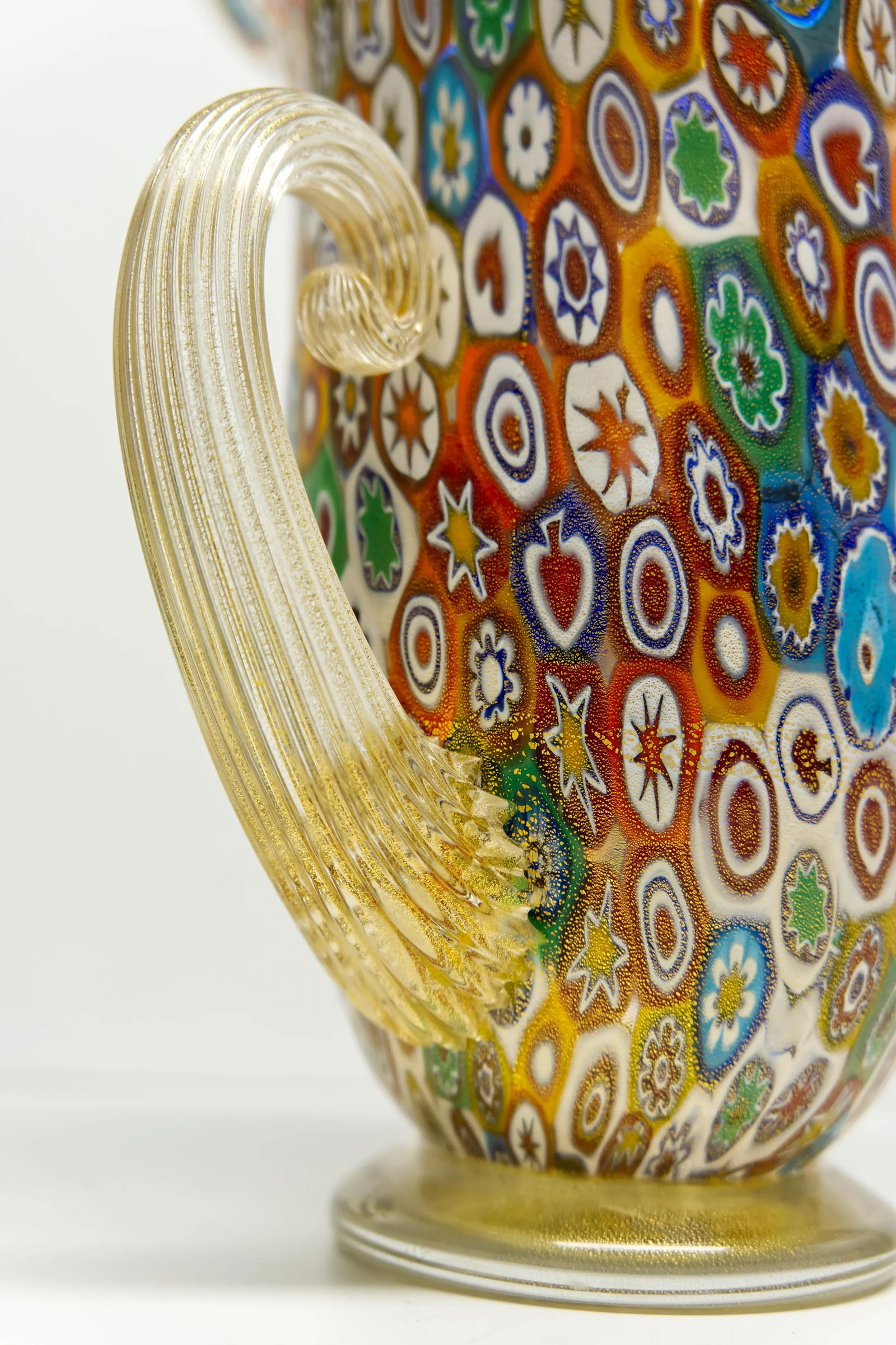 Gambaro & Poggi Murano Millefiori Vase Hand-Blow Glass Urn Vase - 4