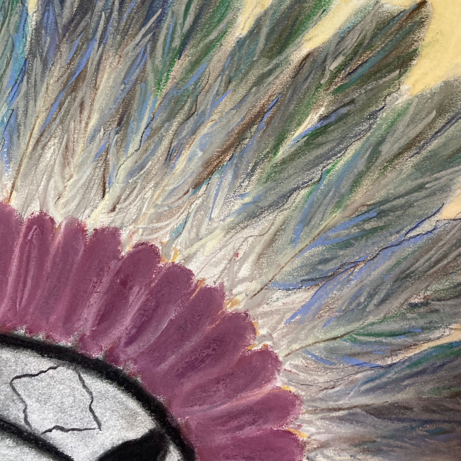 Original Folk Art Pastel Drawing of an Indian Chief - 6