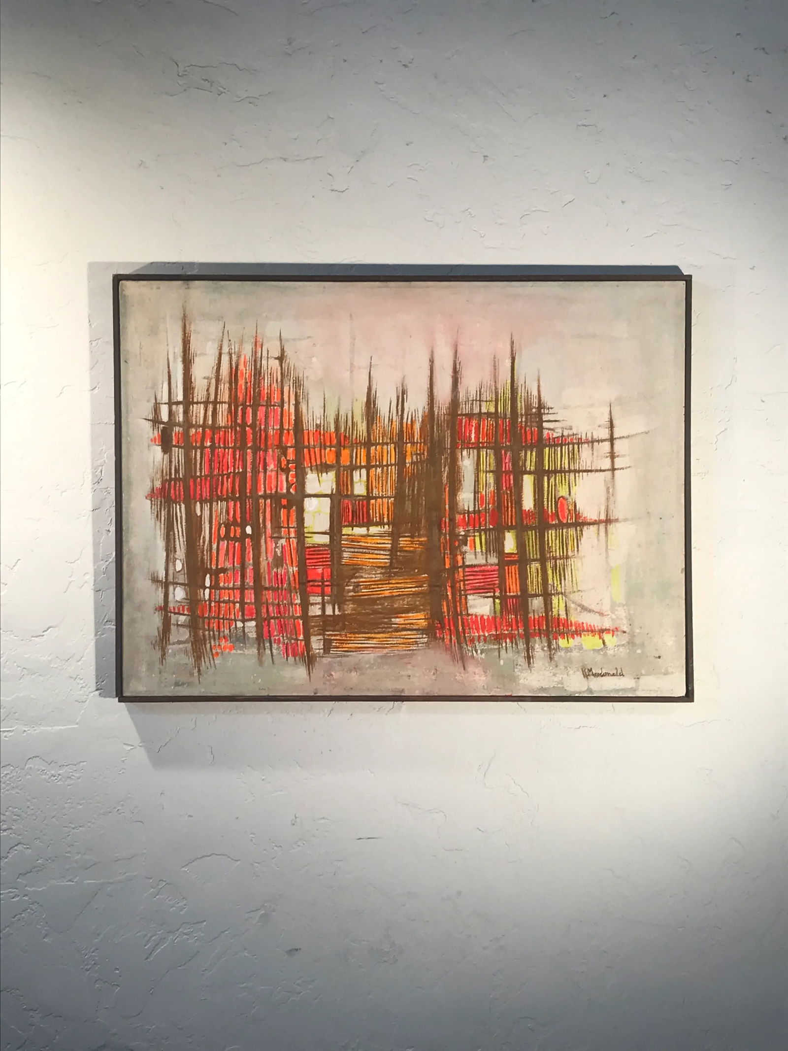 1970s Vintage Modernist Abstract Acrylic on Canvas Painting - 8