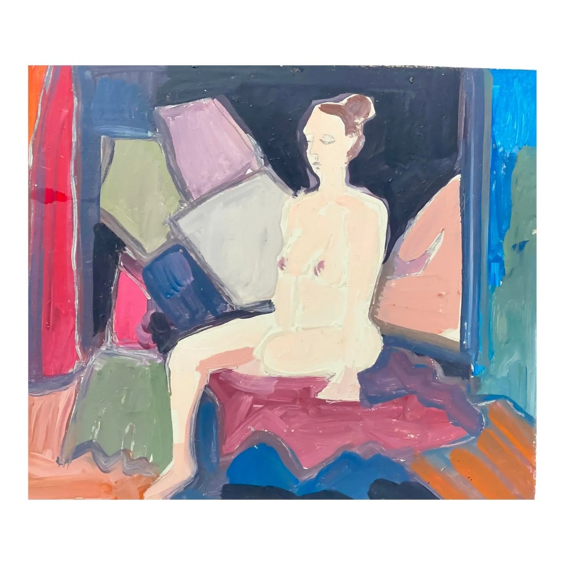 Figure on Panel Original Expressionist Painting James Hartman: This Figure Study form the live model was done at a weekly drawing group at Terry St John's home studio in Oakland in 2011 Condition: Imperfections: No Imperfections Dimensions: Height: 12 in. Width: