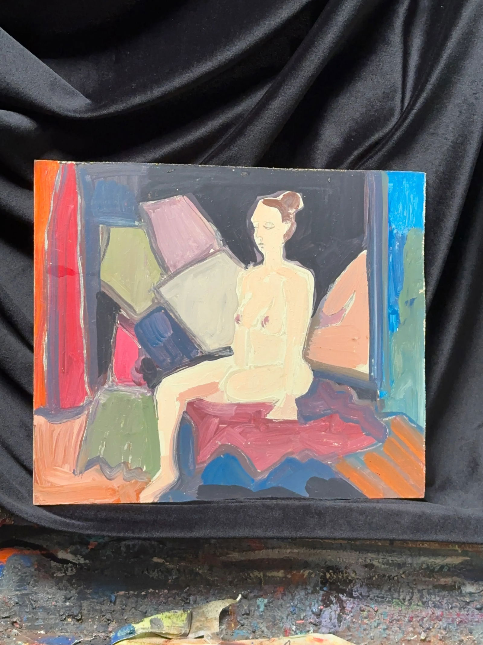 Figure on Panel Original Expressionist Painting James Hartman - 3