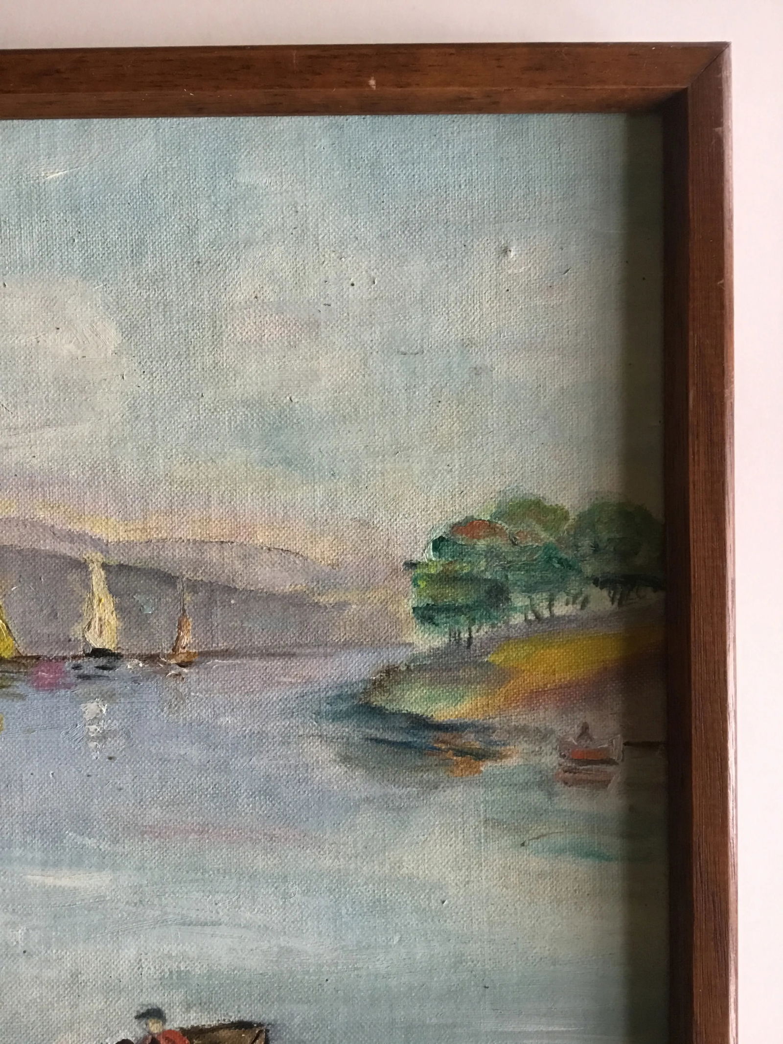 Vintage Oil Painting - Sailboats - Mid 20th Century, Framed - 6
