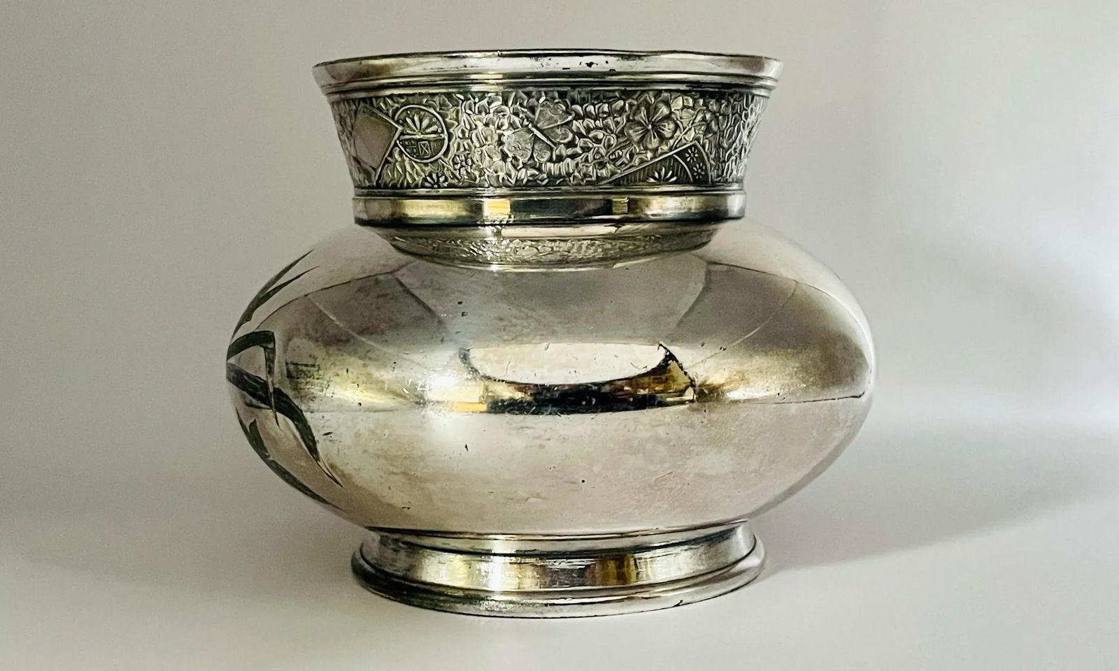 Vintage Silver-Plate Floral Jardiniere - 6