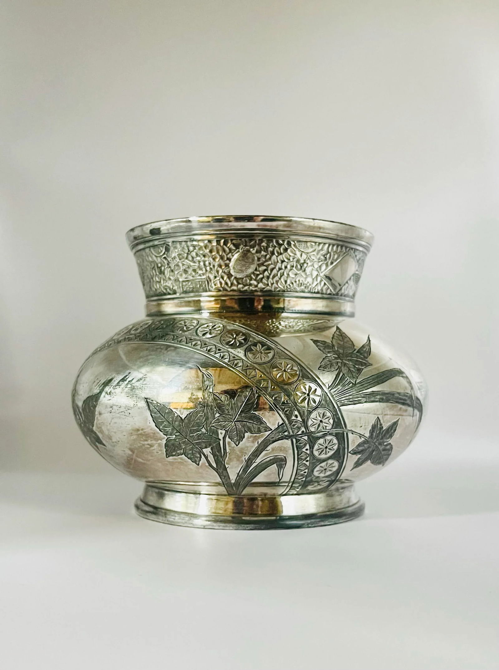 Vintage Silver-Plate Floral Jardiniere - 8