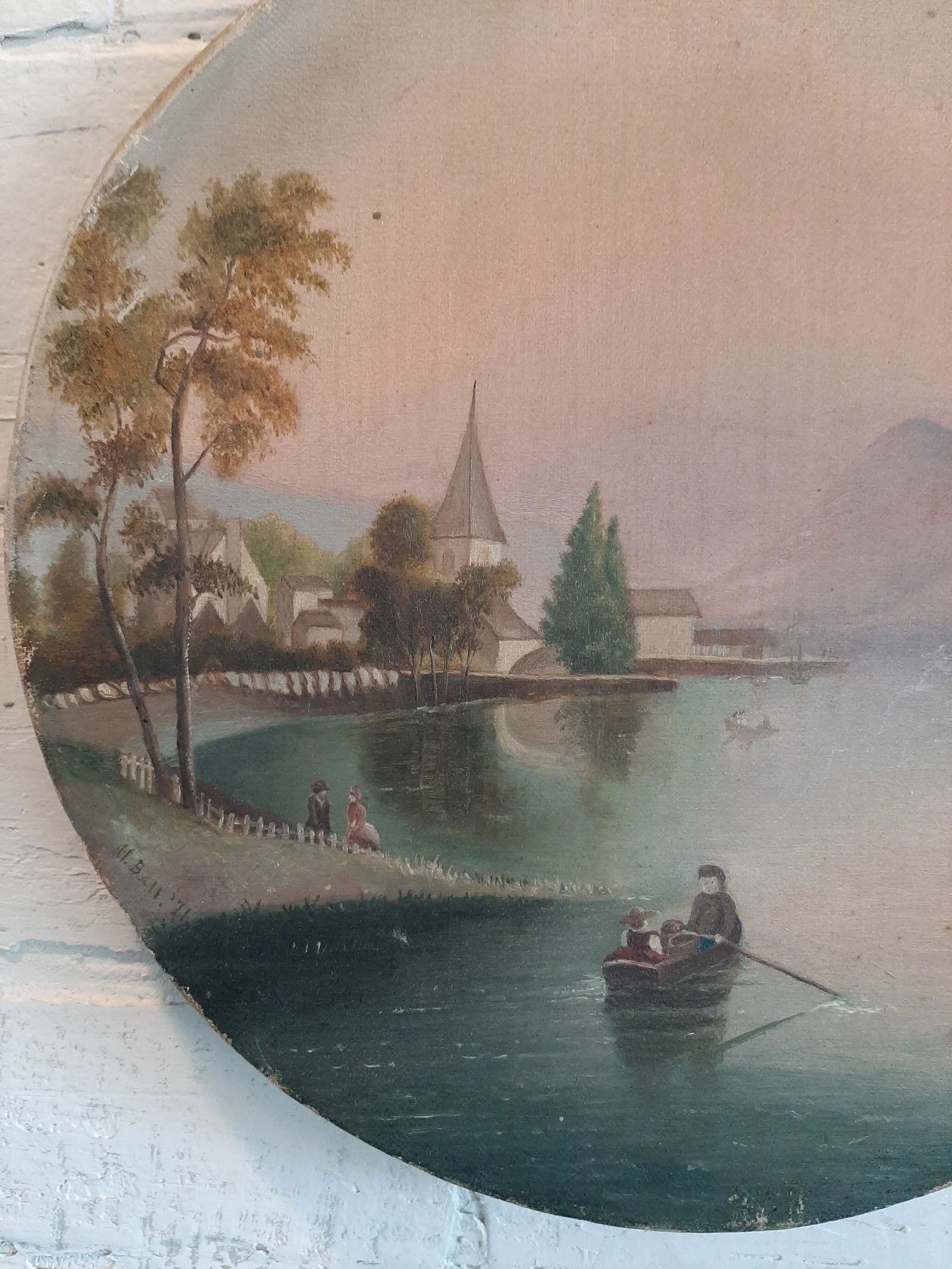 Late 19th Century Antique Water Landscape Oil on Canvas - 4