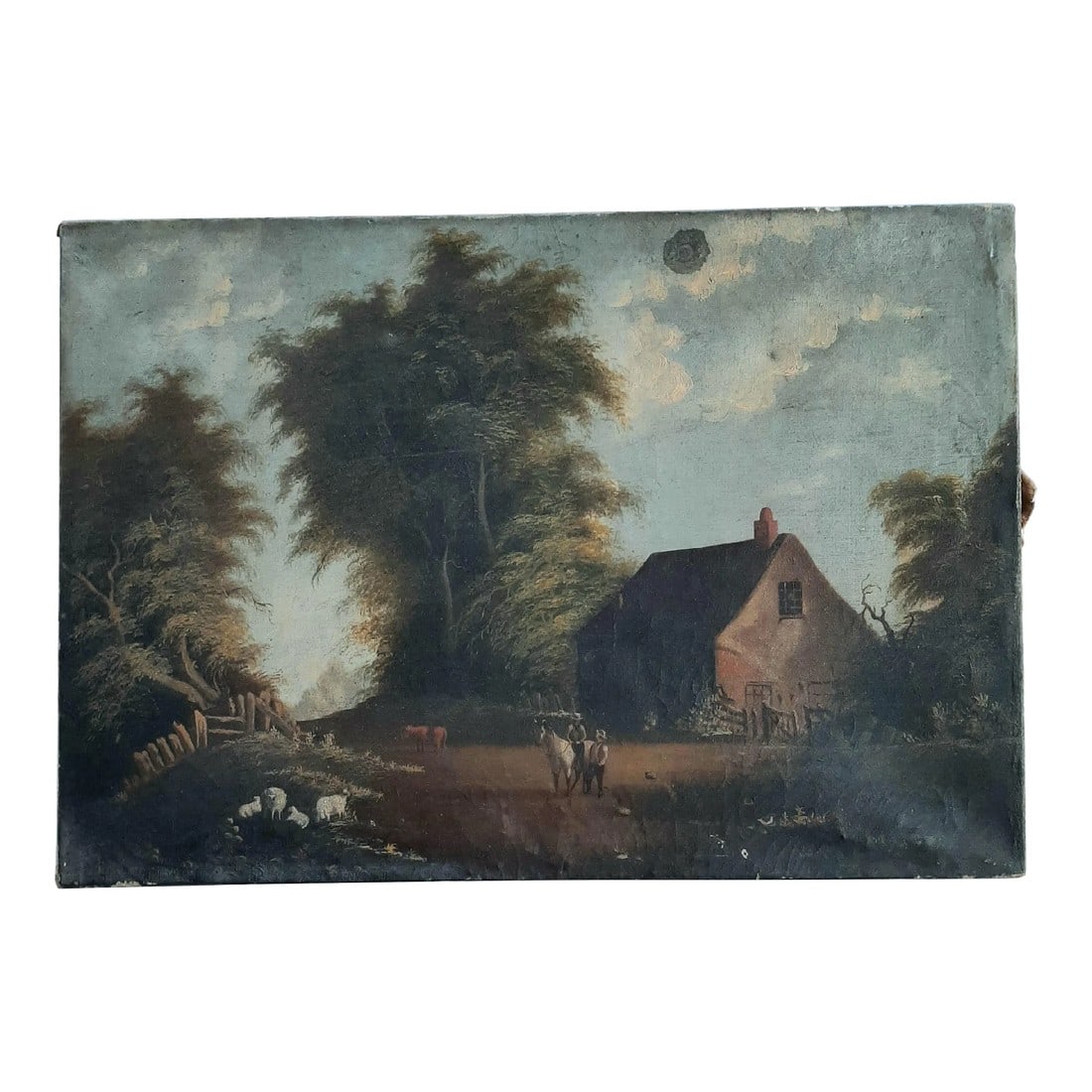 Late 19th Century Antique Hudson River School Painting: Antique Hudson River School Painting. Circa late 1800's -Early 1900's. No signature found. Has a lovely pastoral scene. No signature found. No frame. Has soiling to entire canvas, but loads of persona