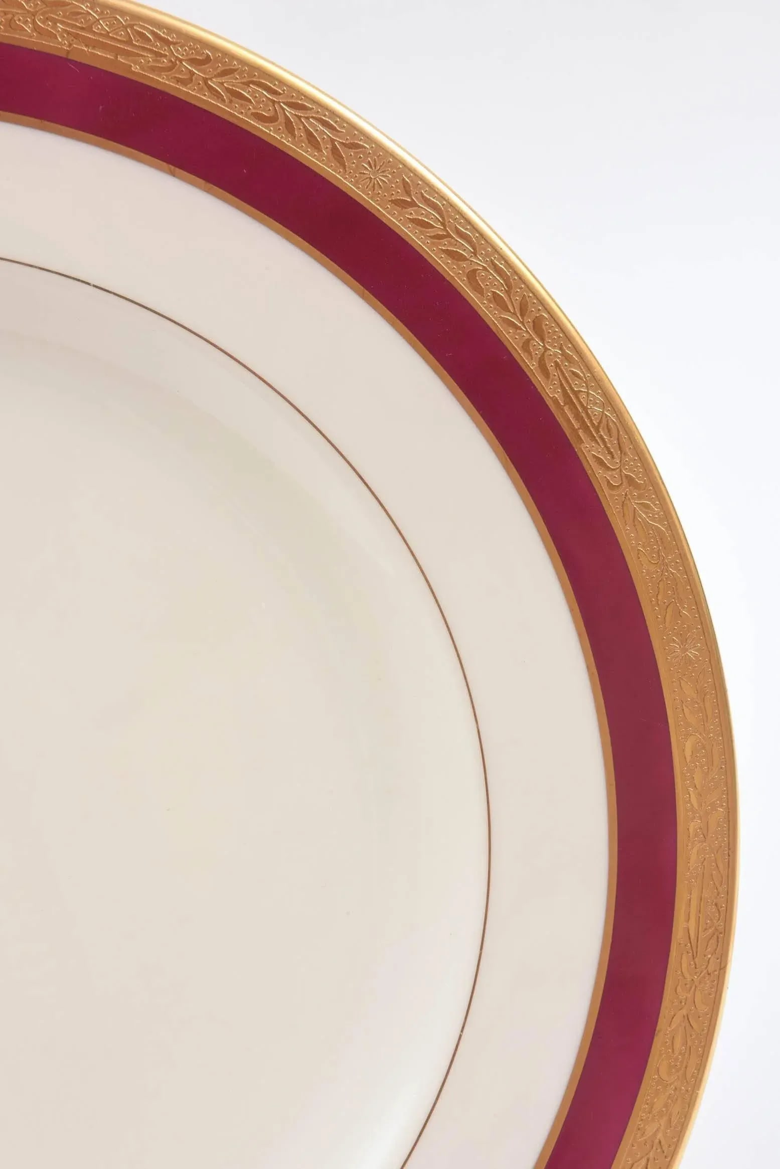 Ten Antique Ruby and Gilt Band Dessert or Salad Plates - 10