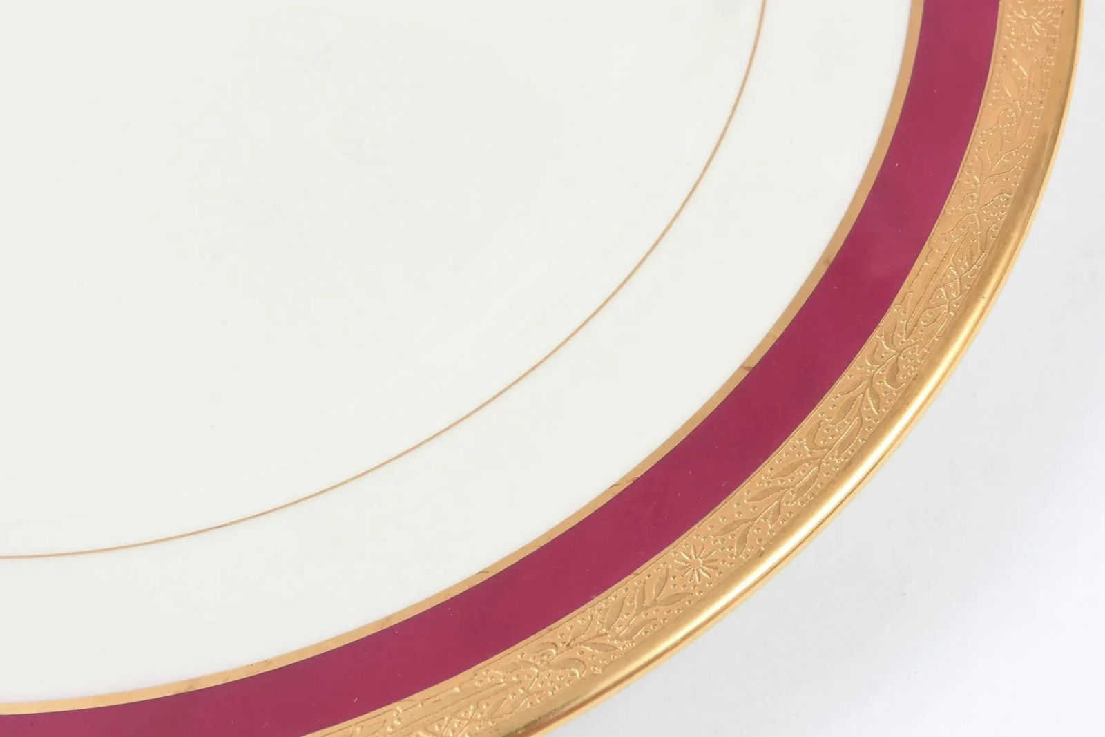 Ten Antique Ruby and Gilt Band Dessert or Salad Plates - 3