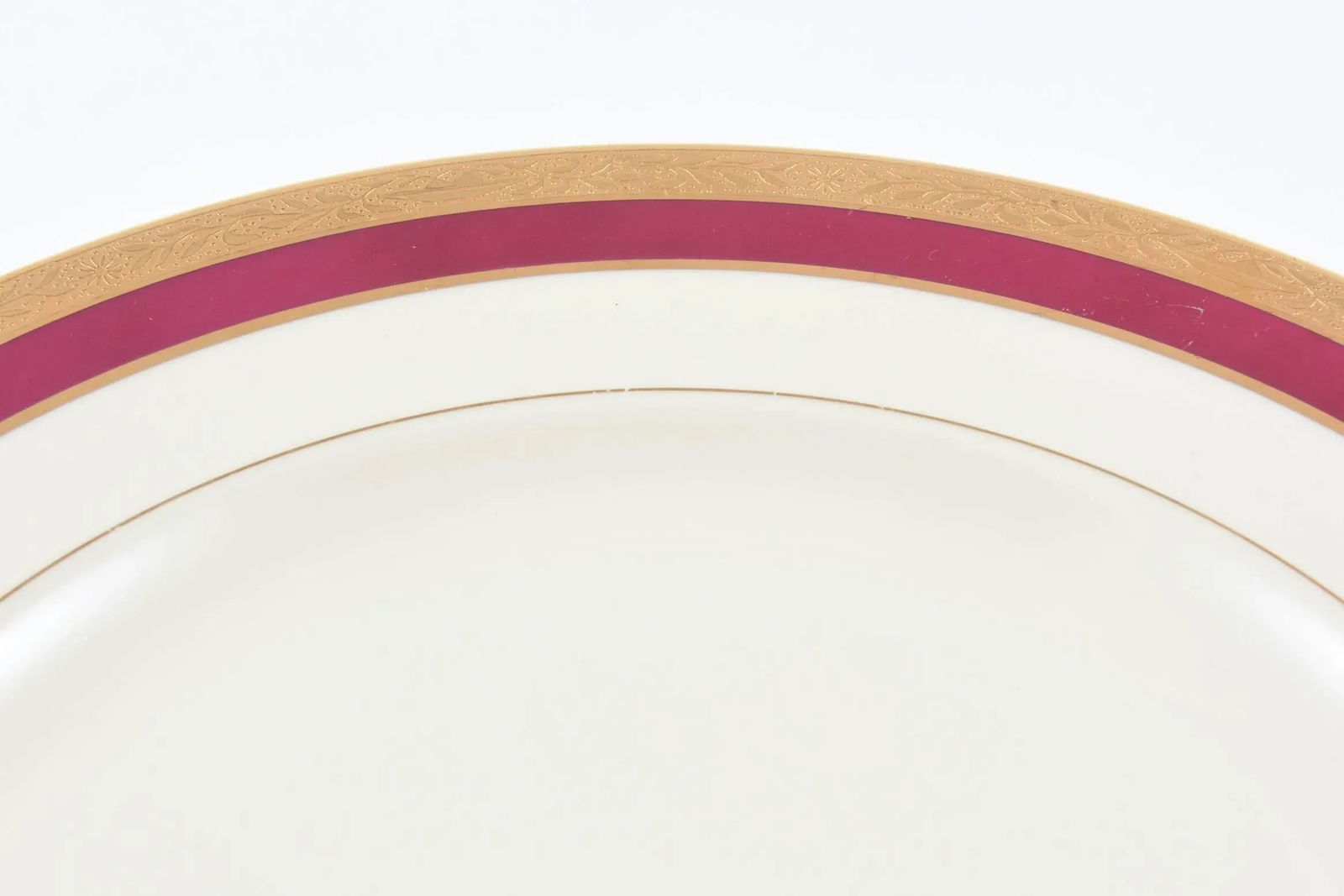 Ten Antique Ruby and Gilt Band Dessert or Salad Plates - 5