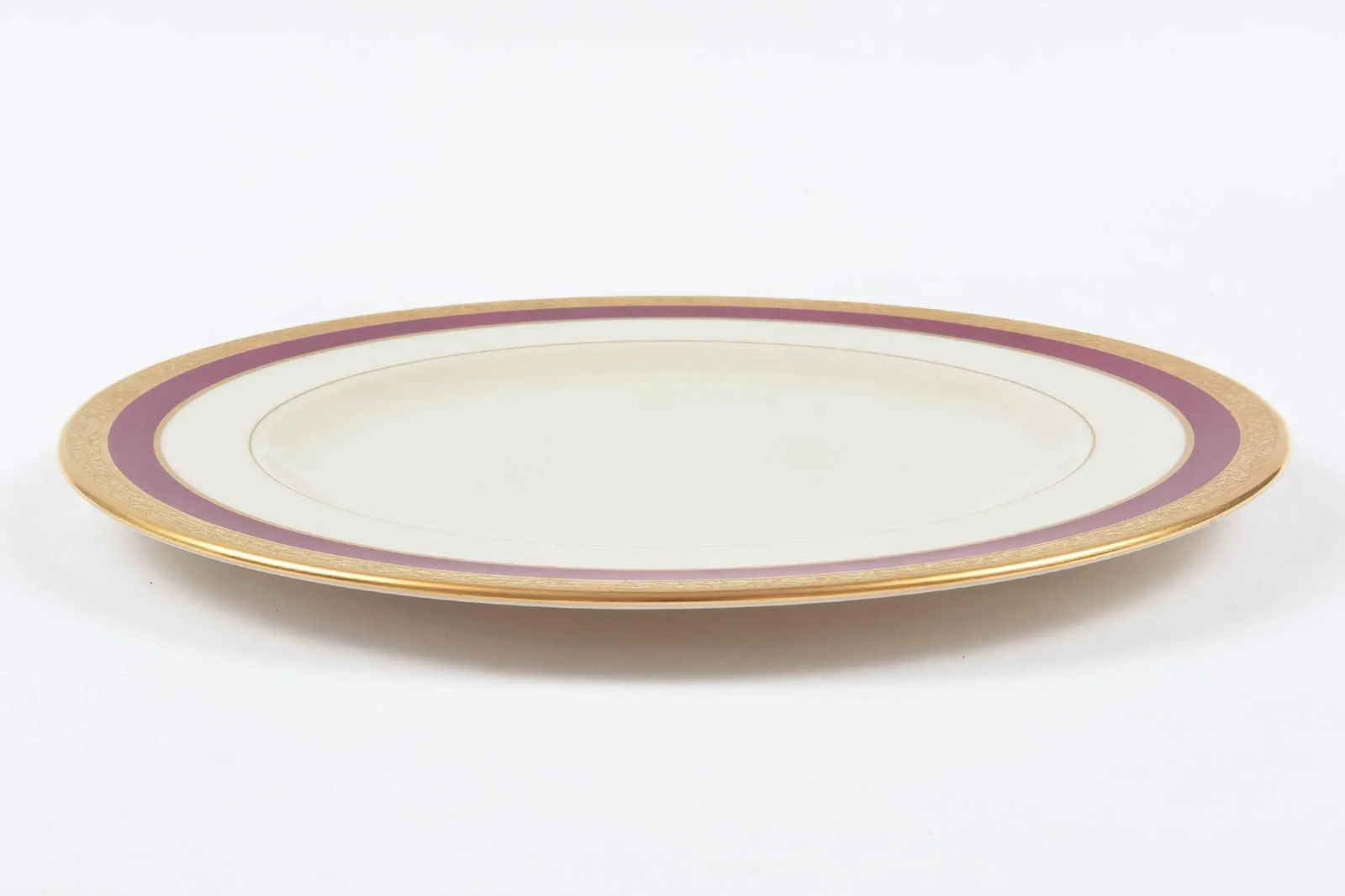 Ten Antique Ruby and Gilt Band Dessert or Salad Plates - 6