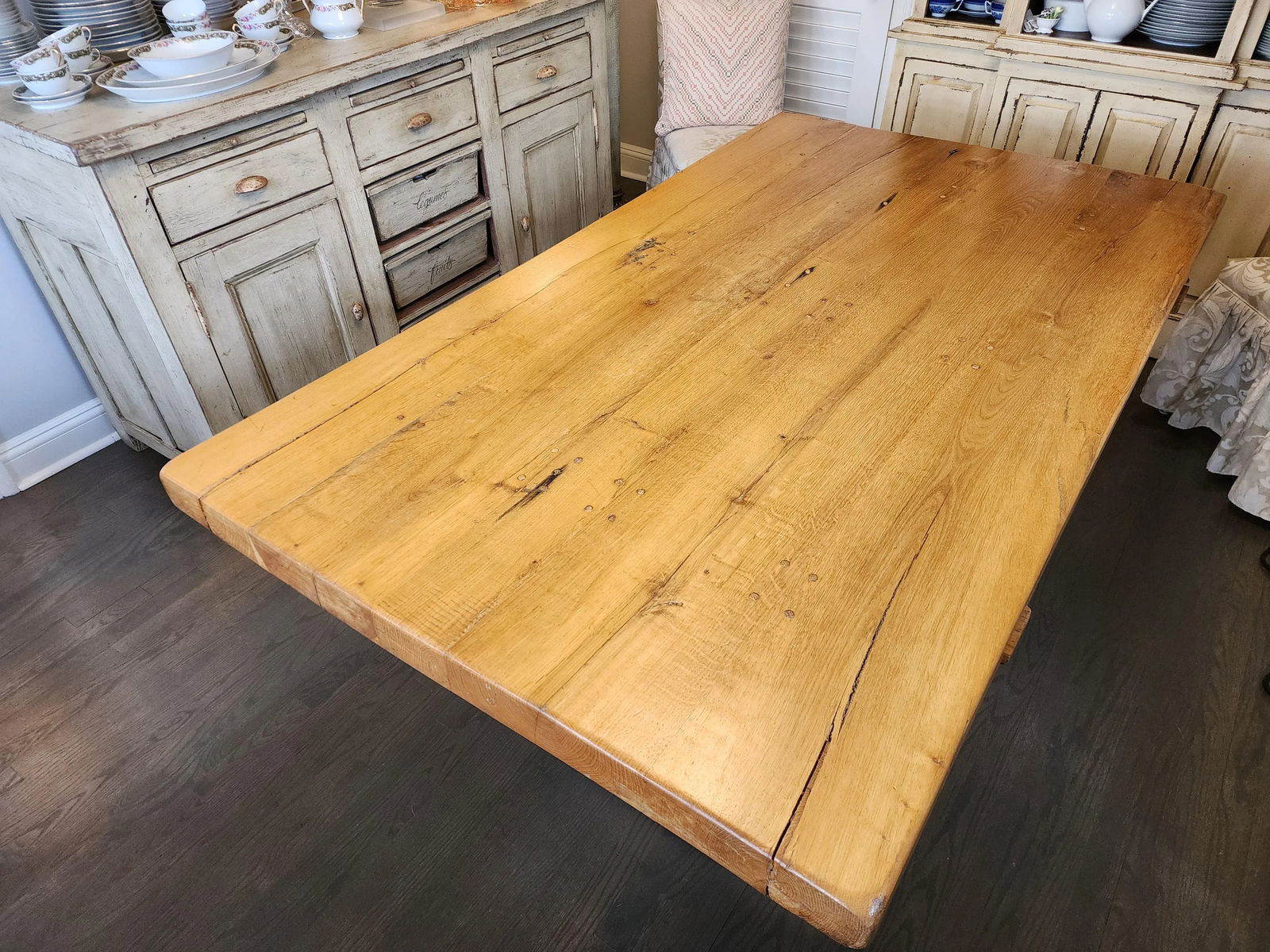 19th Century Antique French Reclaimed Barn Wood Trestle Table - 11