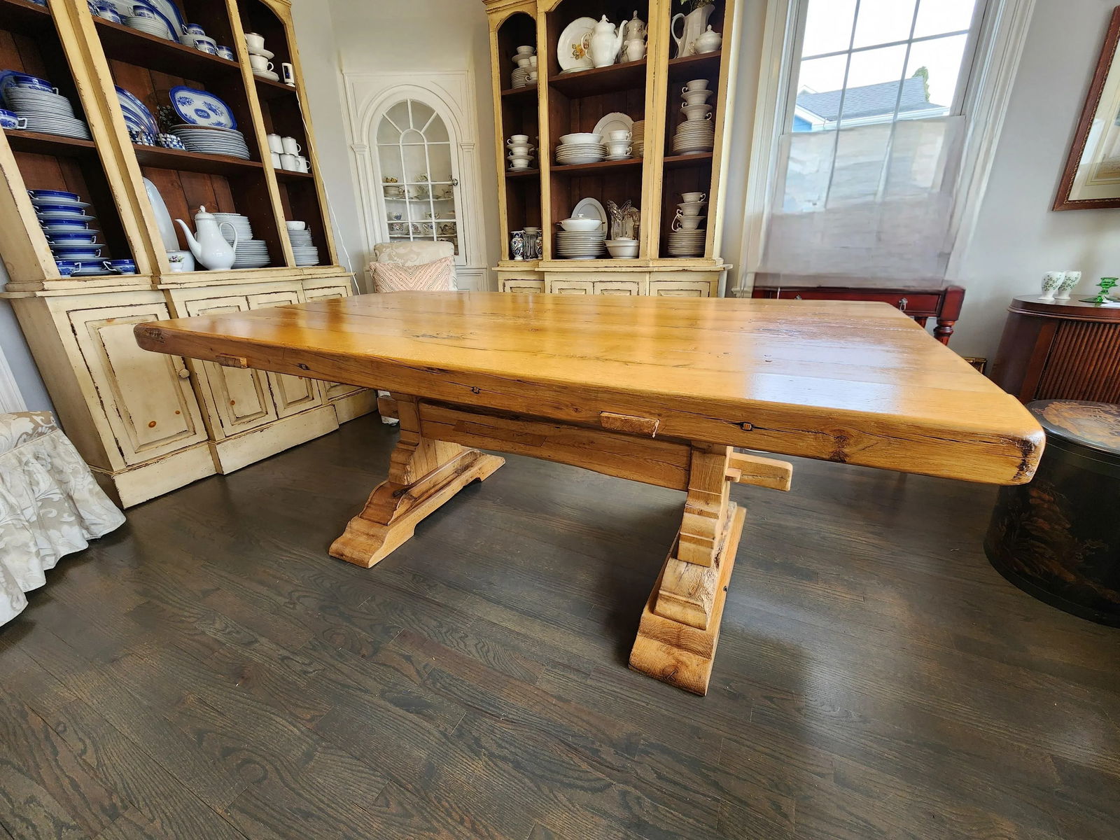 19th Century Antique French Reclaimed Barn Wood Trestle Table - 12