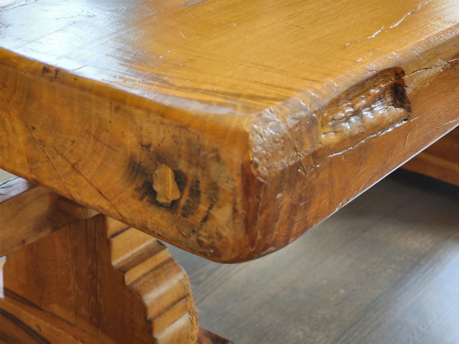 19th Century Antique French Reclaimed Barn Wood Trestle Table - 2