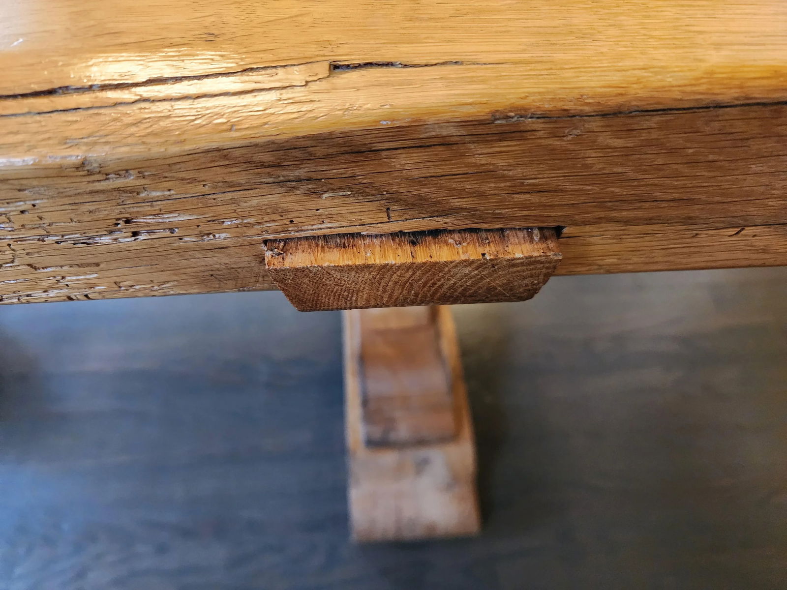 19th Century Antique French Reclaimed Barn Wood Trestle Table - 5