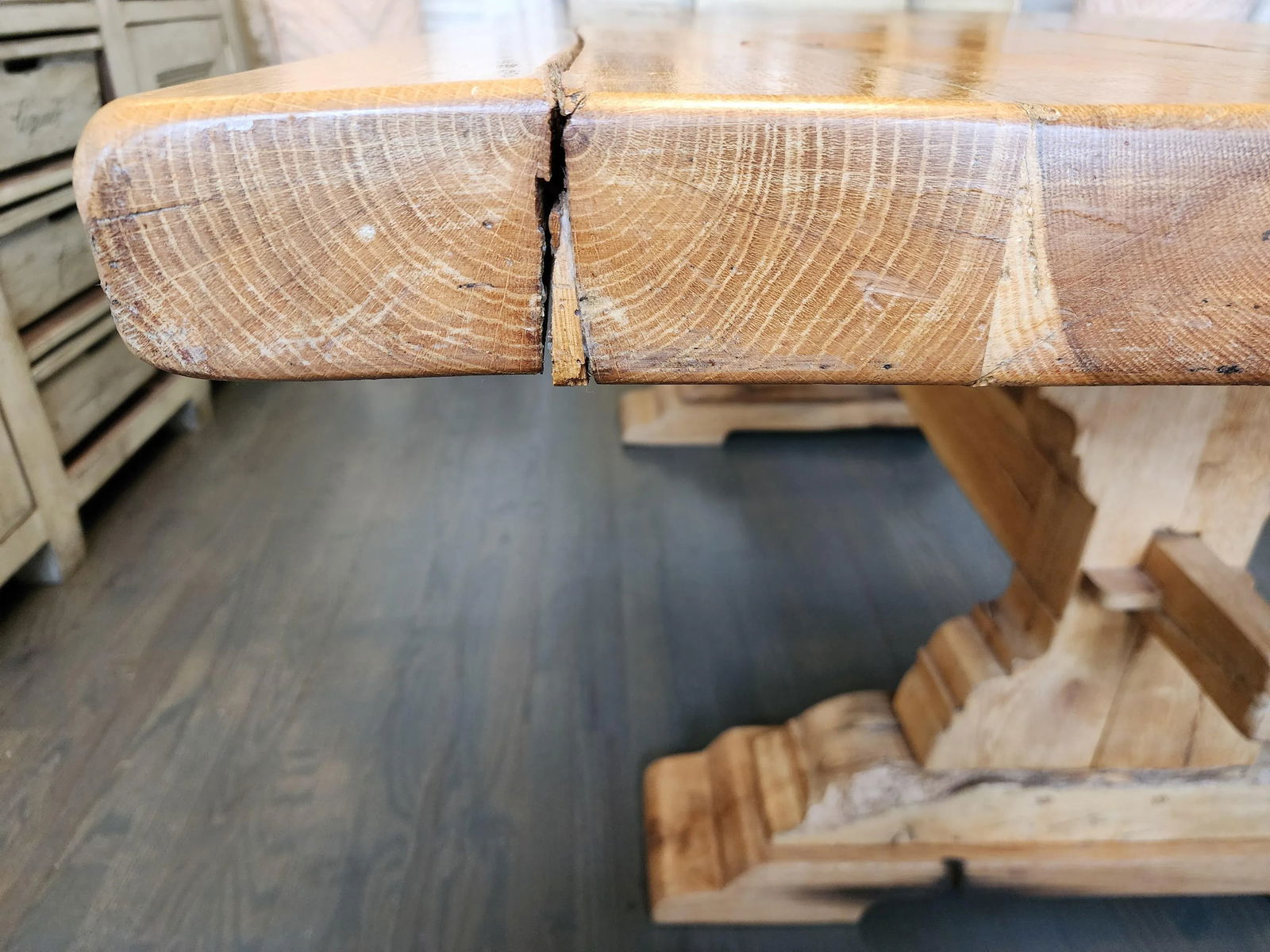 19th Century Antique French Reclaimed Barn Wood Trestle Table - 8