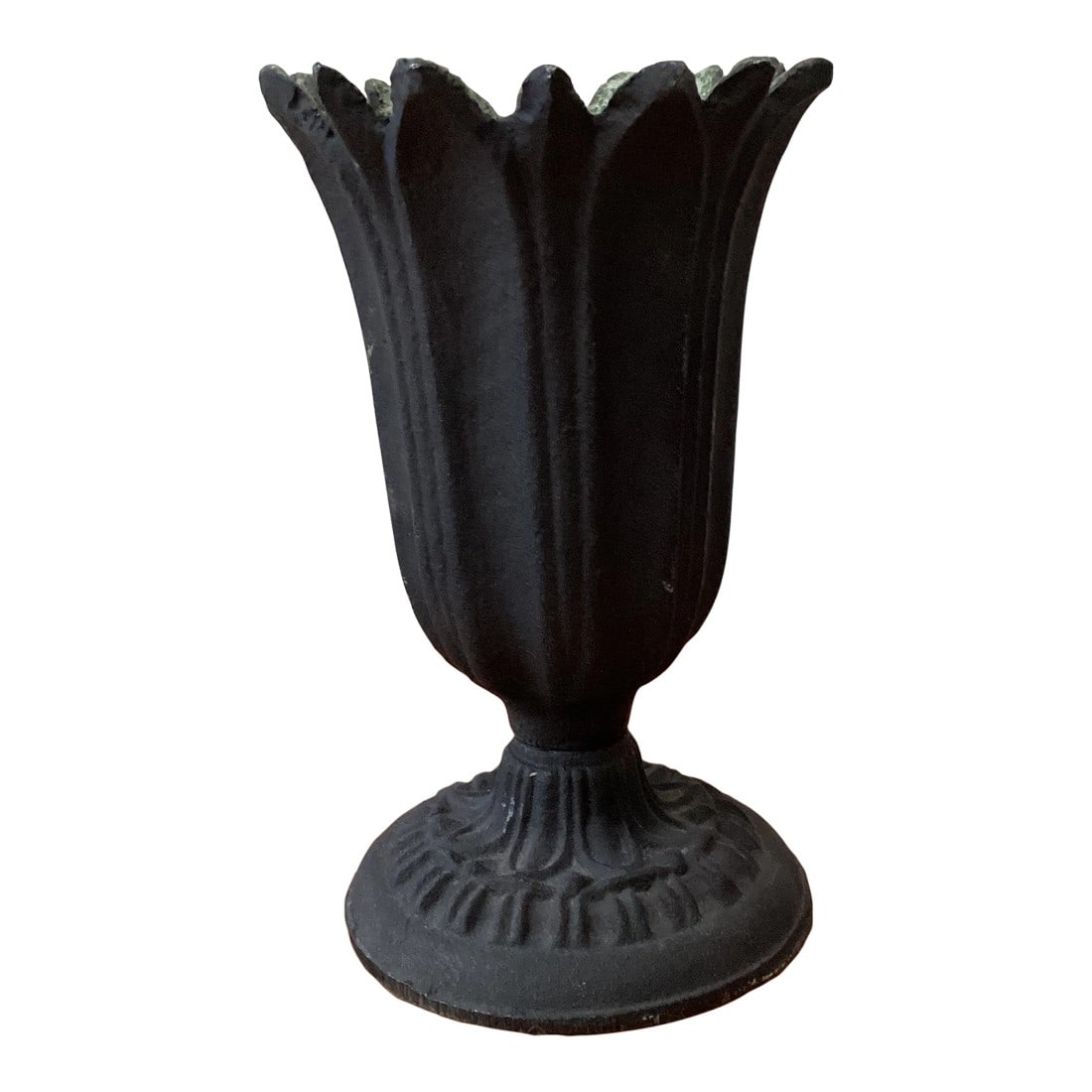 Vintage Tulips Scalloped Cast Metal Vase & Urn with Organic Patina (1 of 12)