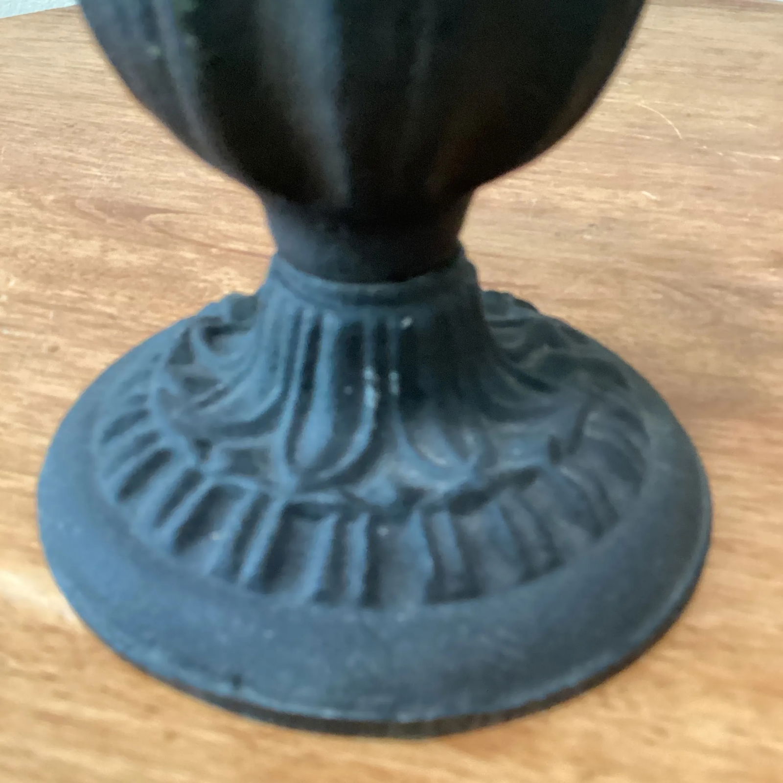 Vintage Tulips Scalloped Cast Metal Vase & Urn with Organic Patina - 3