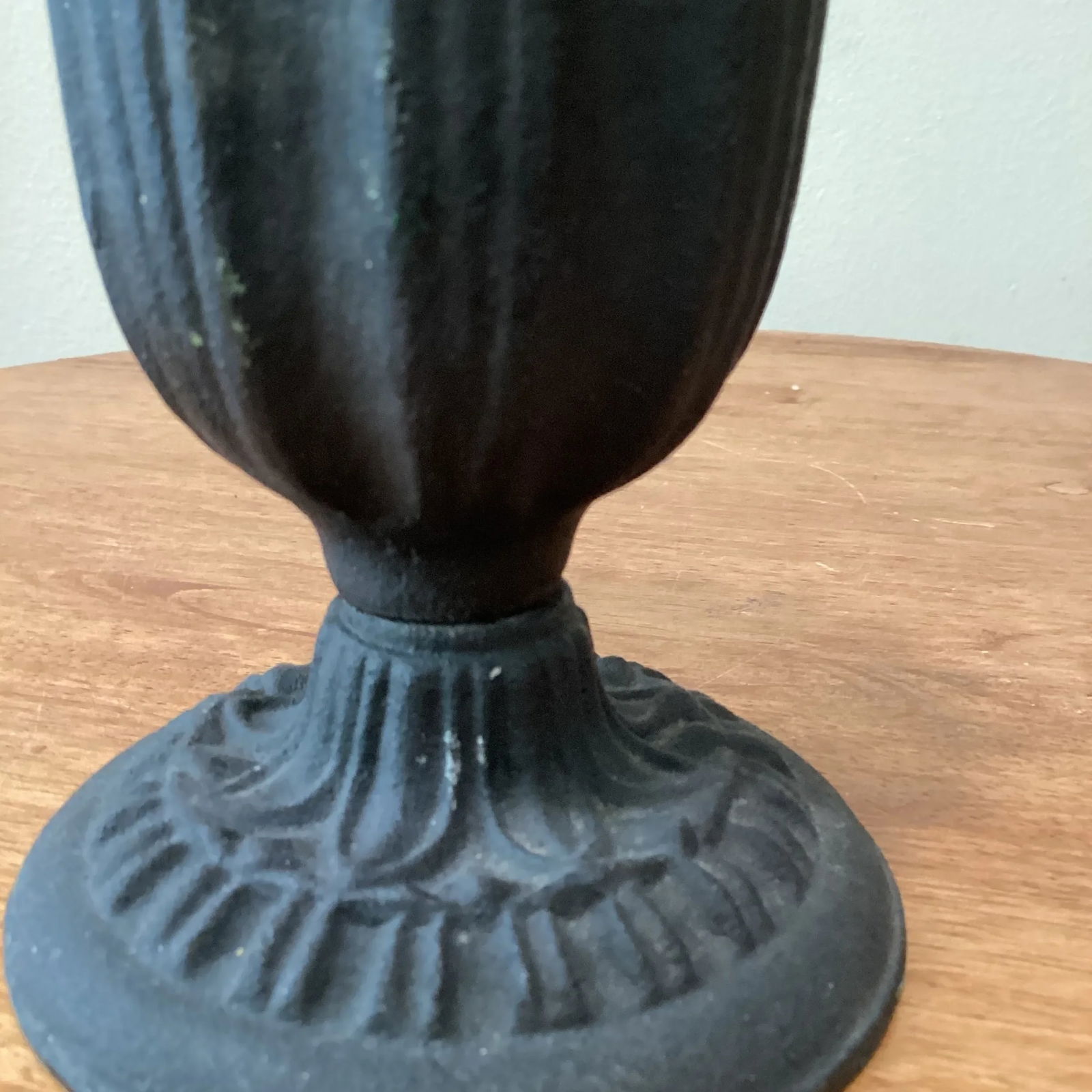 Vintage Tulips Scalloped Cast Metal Vase & Urn with Organic Patina - 5