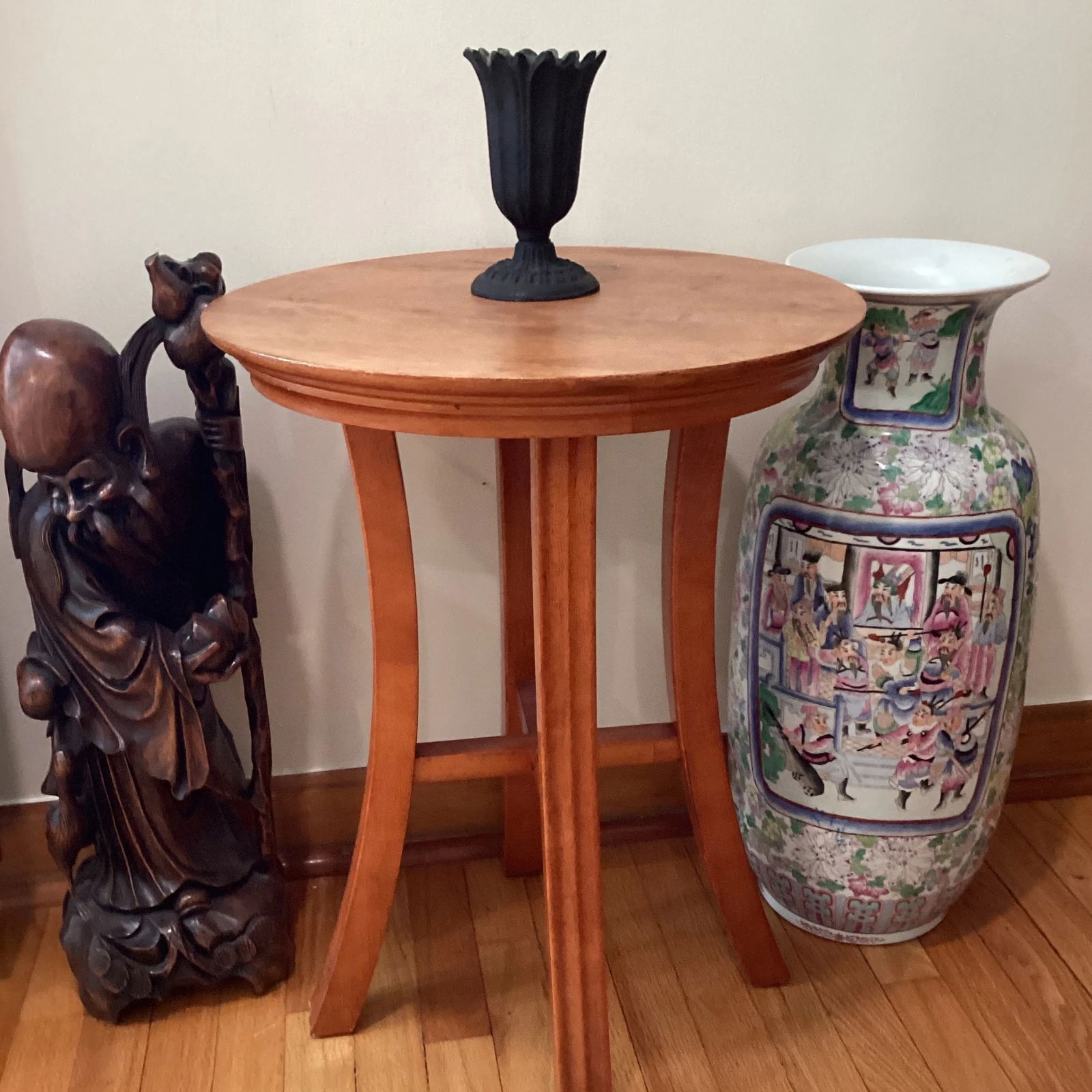 Vintage Tulips Scalloped Cast Metal Vase & Urn with Organic Patina - 9