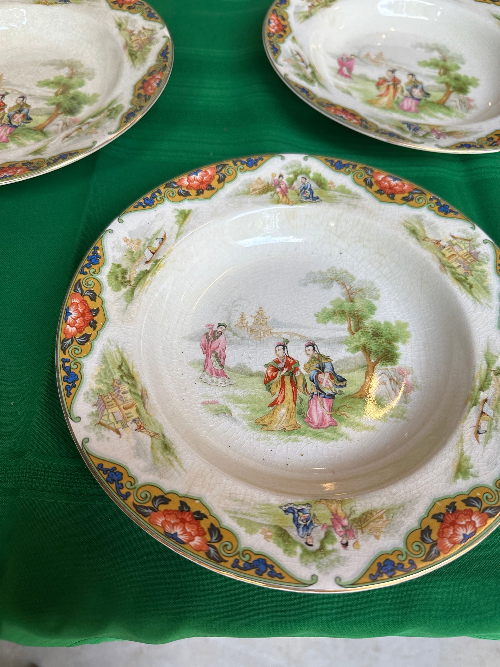 1970s John Maddock and Sons England Collection of Chinoiserie Plates- Set of 8 - 2