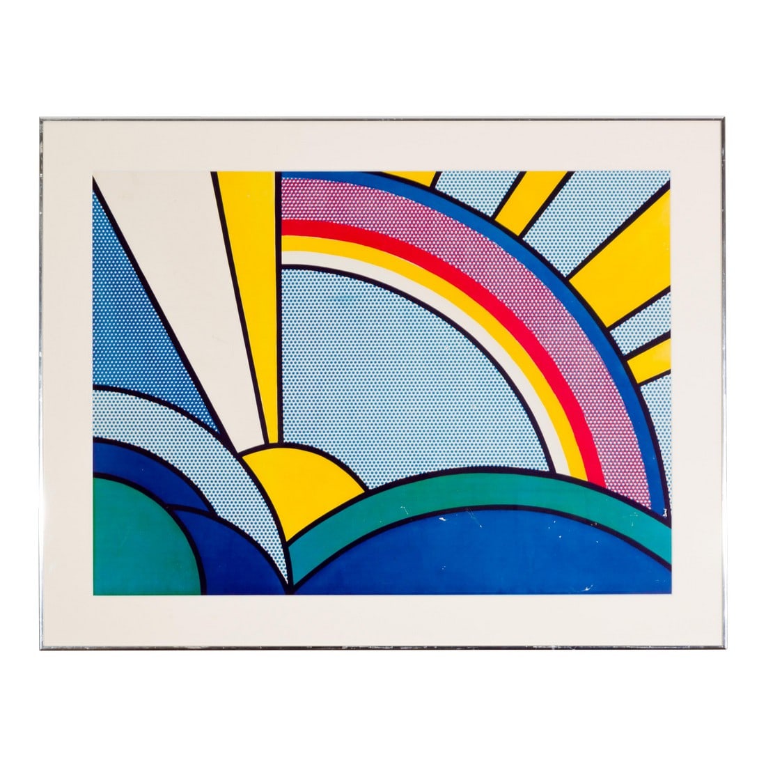 Modern Painting of Sun Rays' Screen Print After Roy Lichtenstein 1972, Framed (1 of 3)