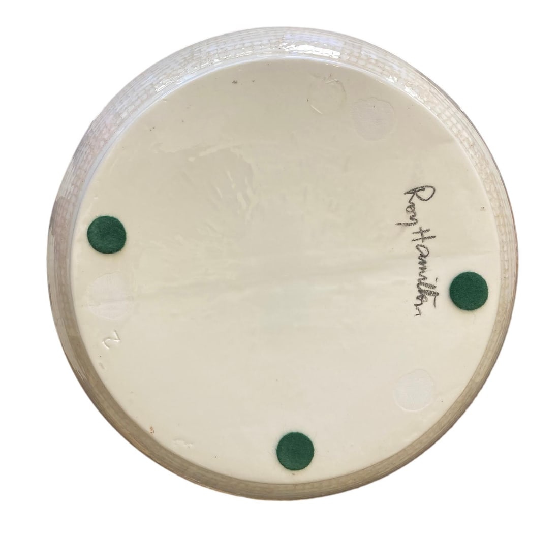 1990s Roy Hamilton Studio Pottery "Linen" Double Gourd Vase in Beige on Cream - 9