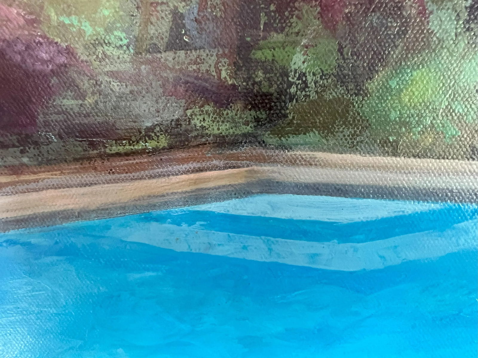 "Mountain Aquatics" Contemporary California Pool Landscape With Mount Tam in Maroon, Green, Blue b - 4