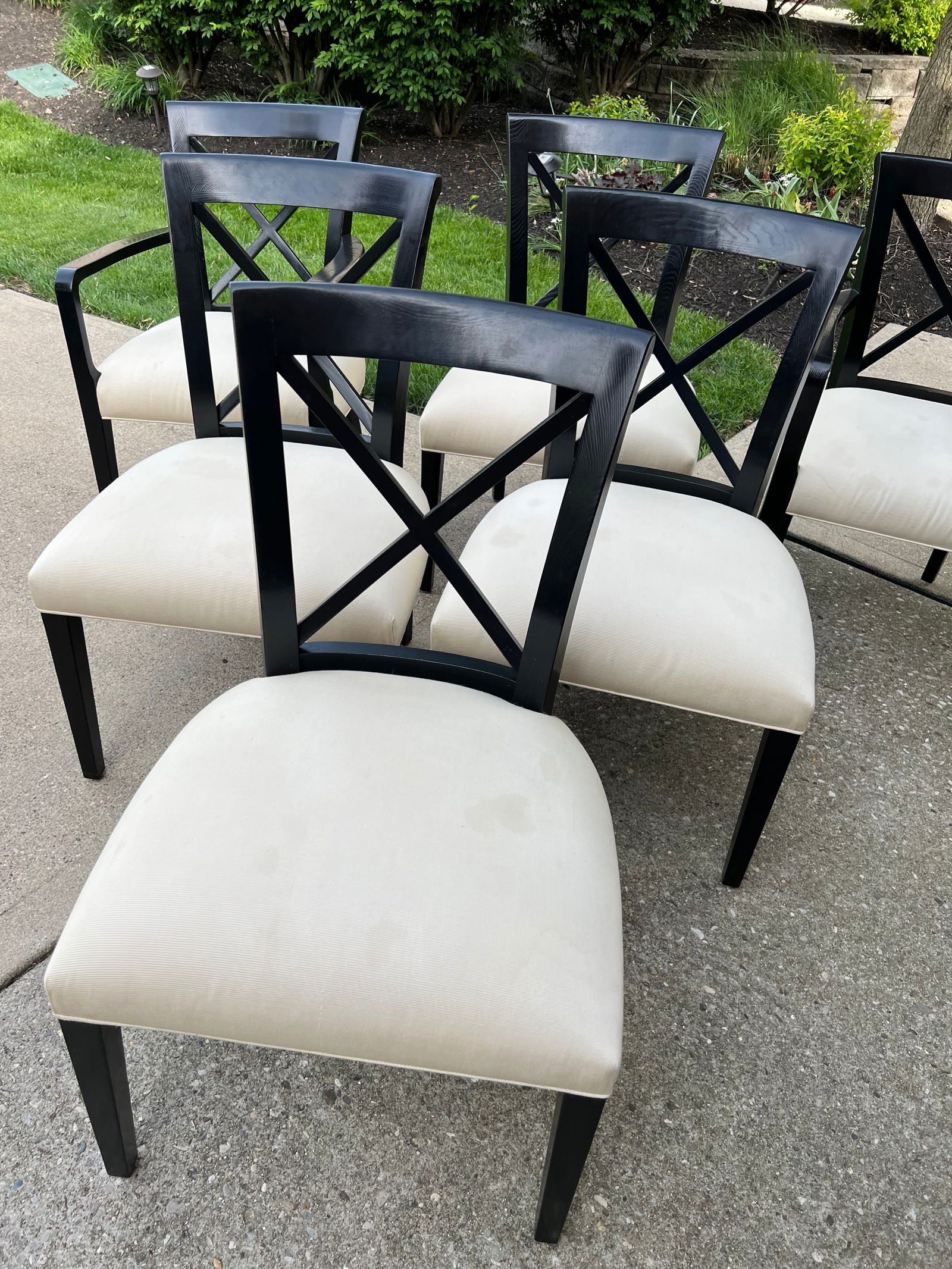 Set of 6 Henredon Ralph Lauren Dining Room Chairs Sleek Modern Black Cream - 3