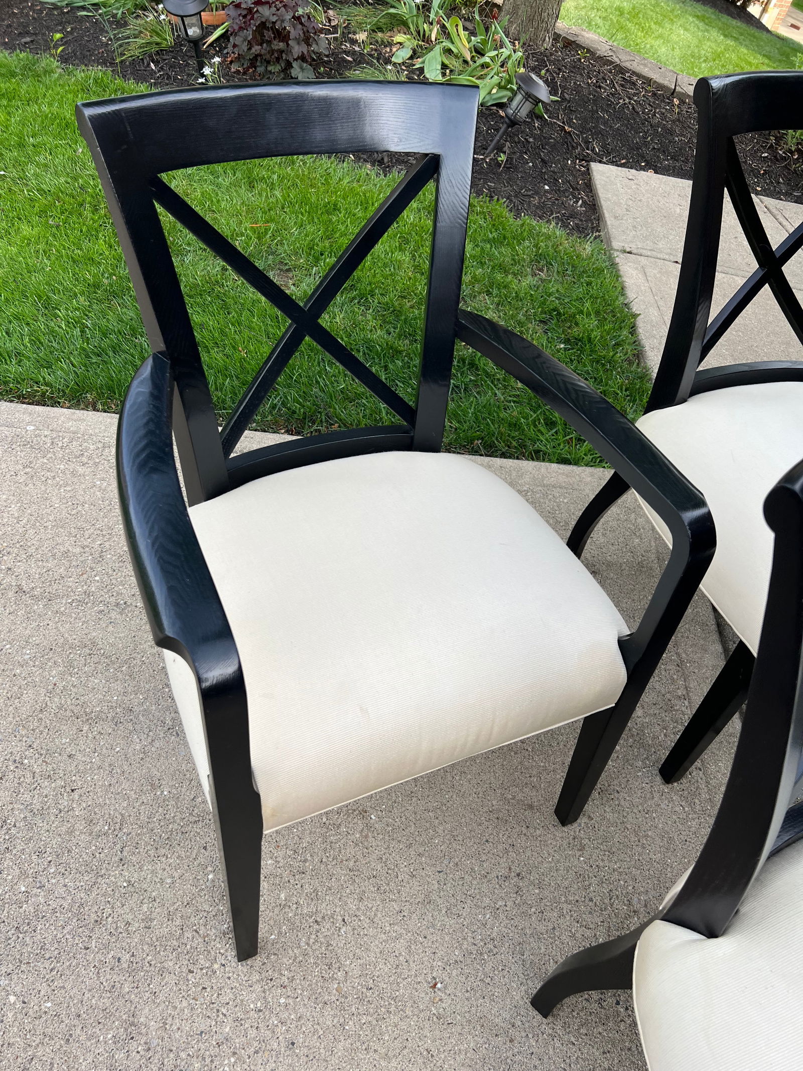 Set of 6 Henredon Ralph Lauren Dining Room Chairs Sleek Modern Black Cream - 4