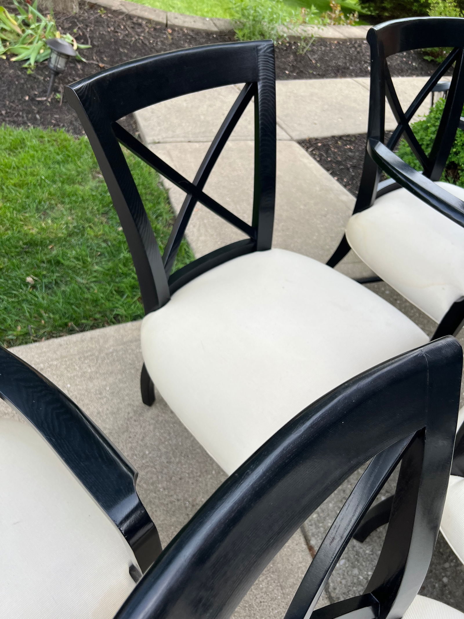 Set of 6 Henredon Ralph Lauren Dining Room Chairs Sleek Modern Black Cream - 5