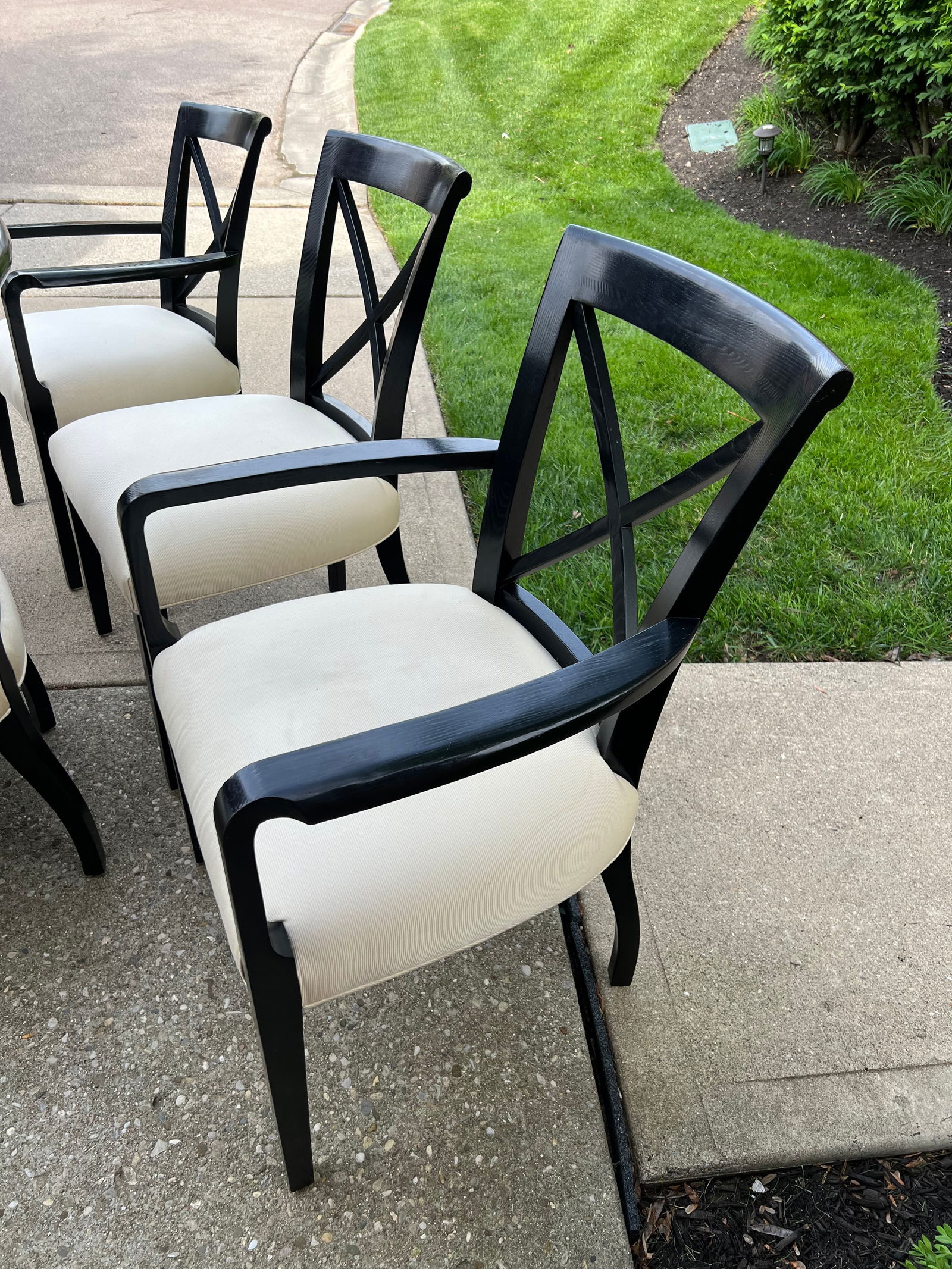 Set of 6 Henredon Ralph Lauren Dining Room Chairs Sleek Modern Black Cream - 7
