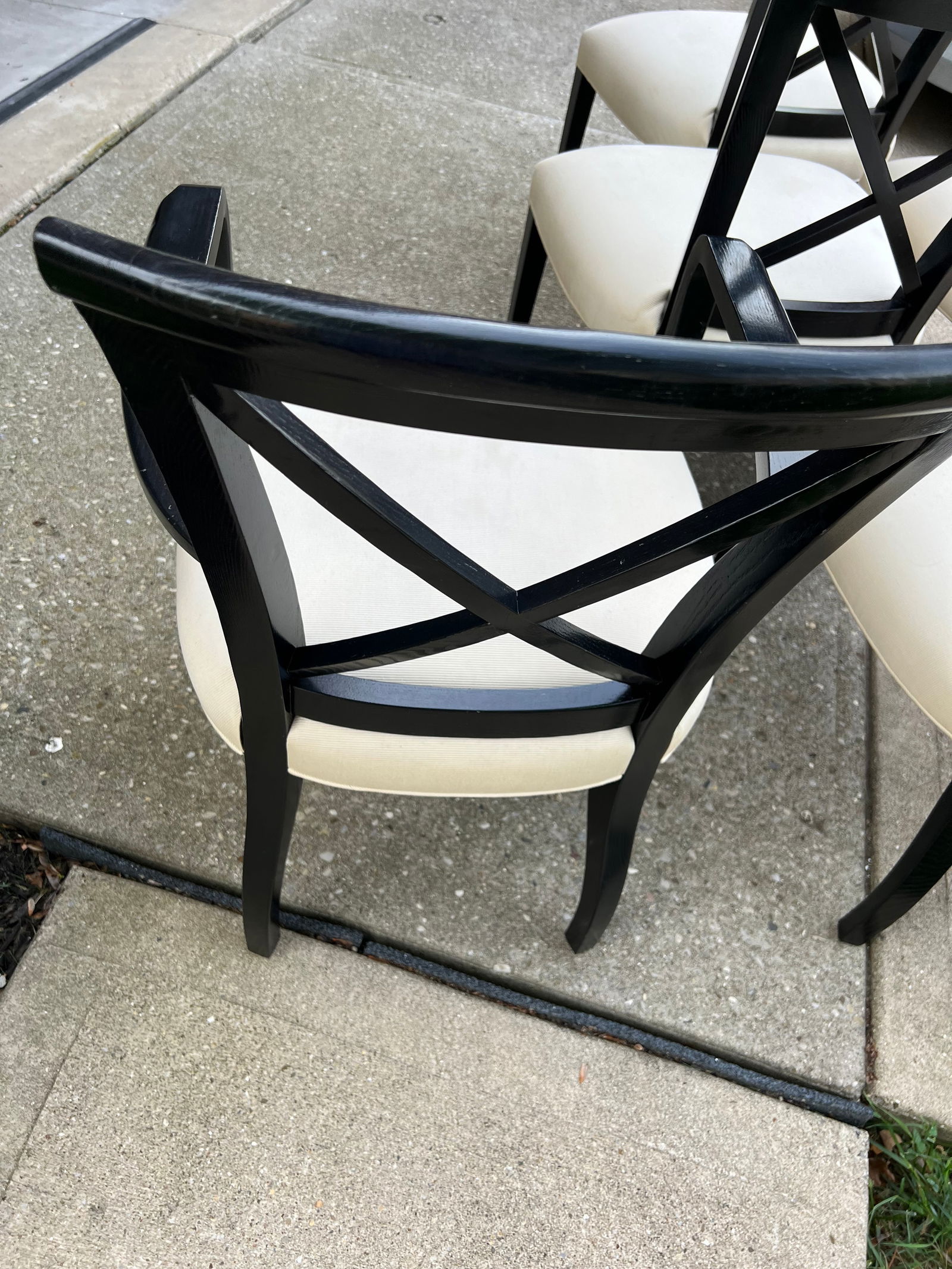 Set of 6 Henredon Ralph Lauren Dining Room Chairs Sleek Modern Black Cream - 8