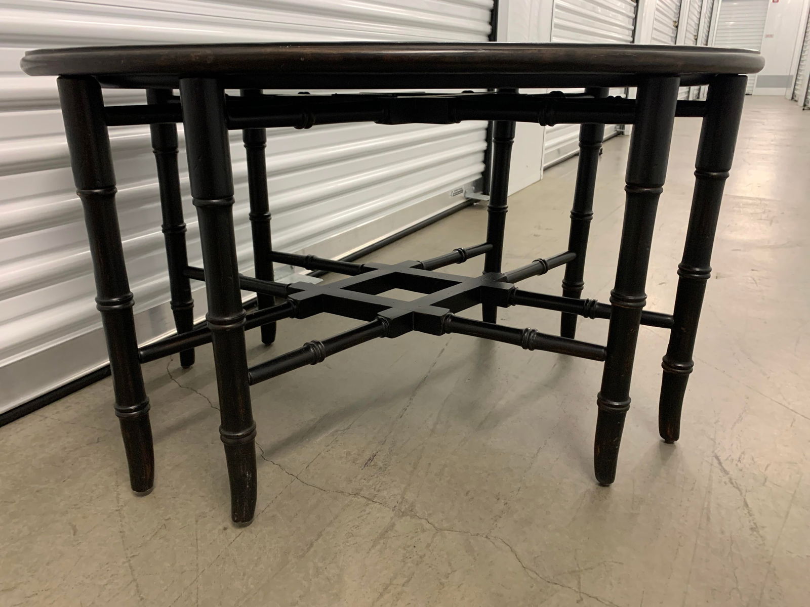 Ethan Allen Faux Bamboo Black Chinoiserie Tray Table - 12