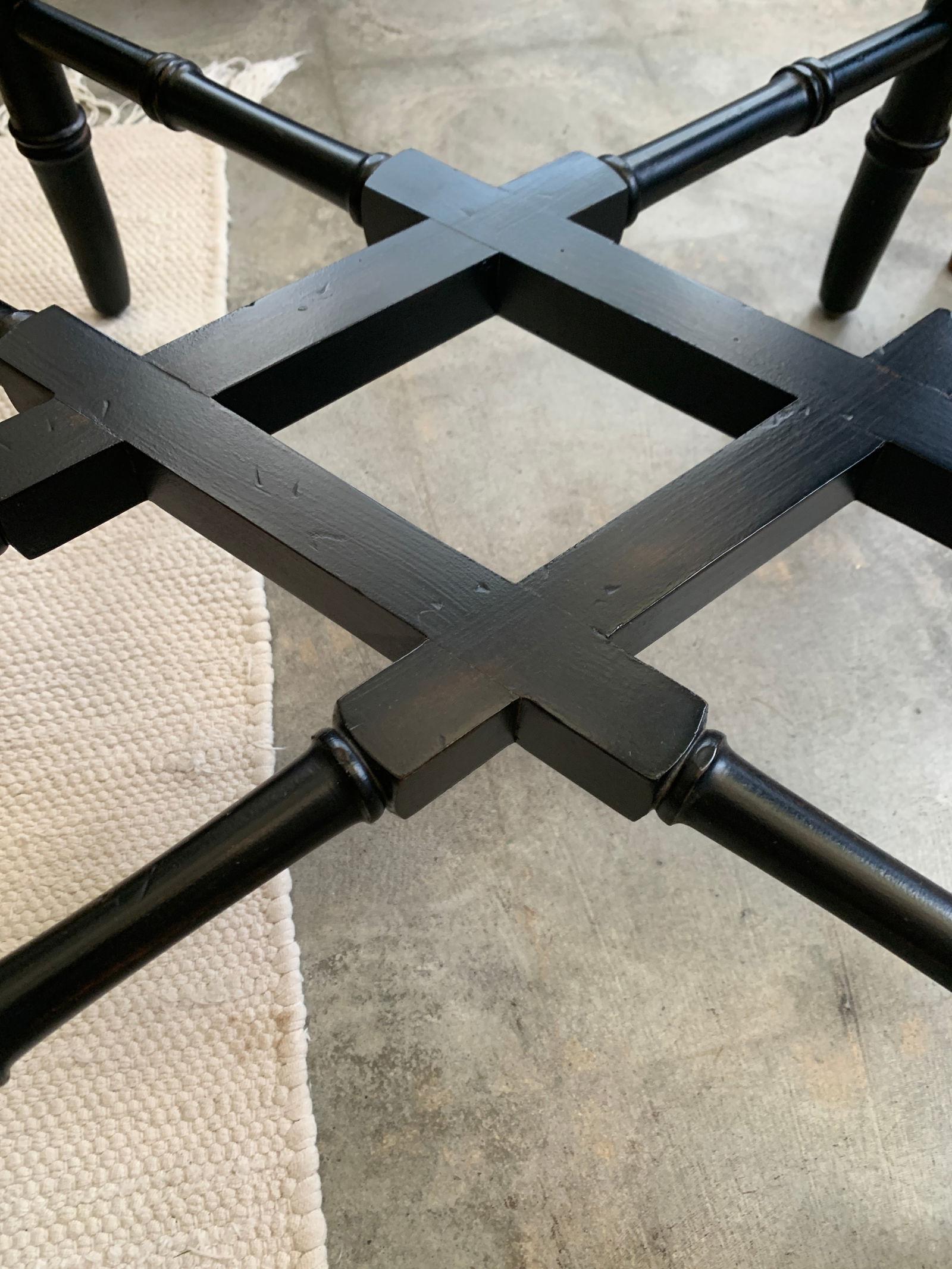 Ethan Allen Faux Bamboo Black Chinoiserie Tray Table - 3