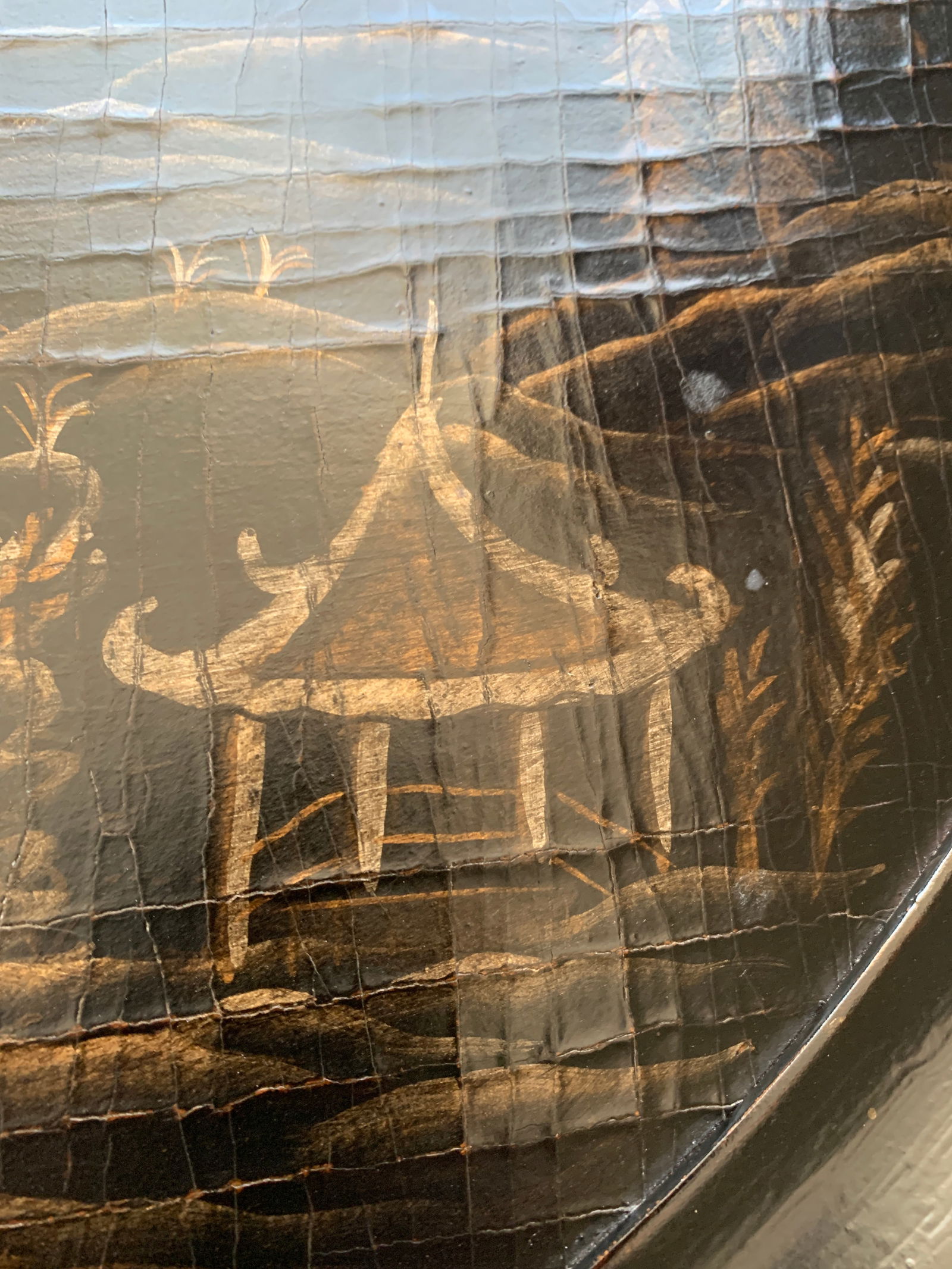 Ethan Allen Faux Bamboo Black Chinoiserie Tray Table - 6