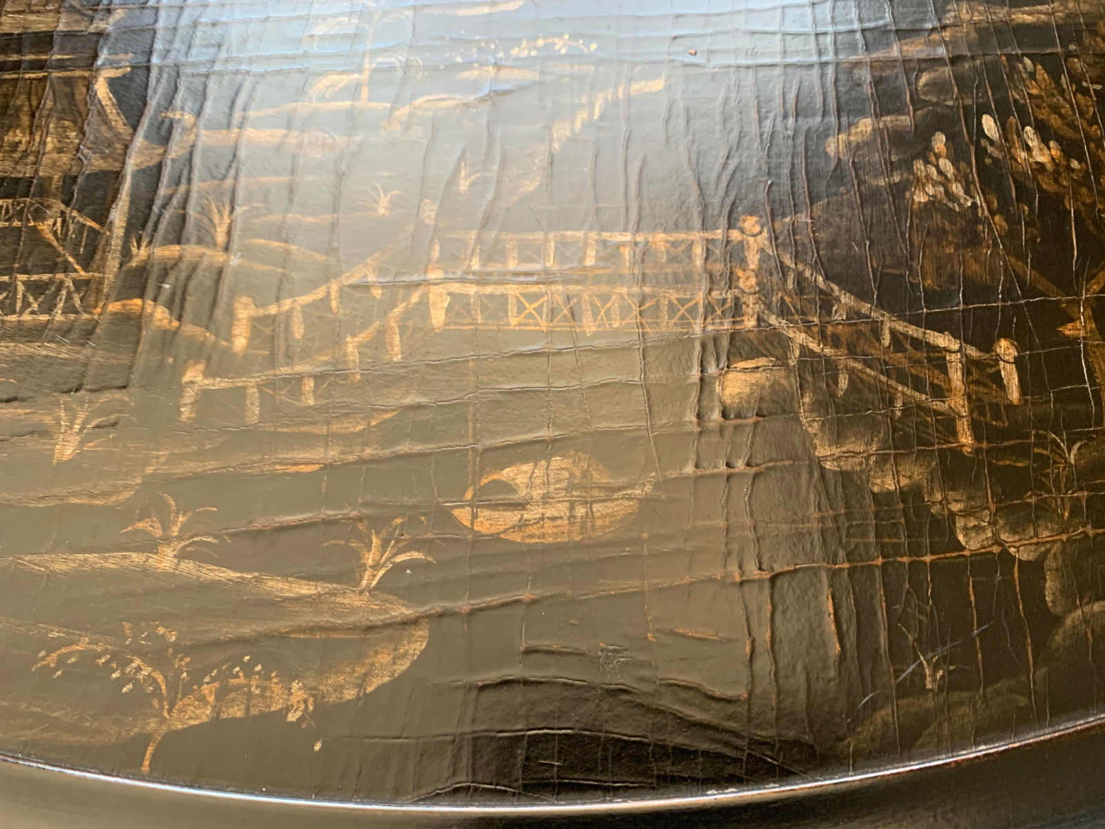 Ethan Allen Faux Bamboo Black Chinoiserie Tray Table - 7