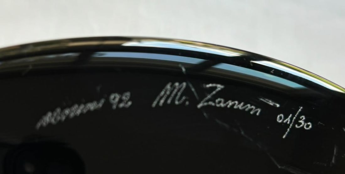 Late 20th Century Marco Zanini Murano Flower Glass Vase Turquoise/Black Milion by Venini - 11