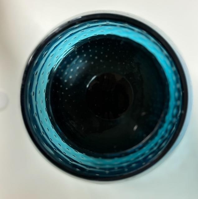 Late 20th Century Marco Zanini Murano Flower Glass Vase Turquoise/Black Milion by Venini - 4