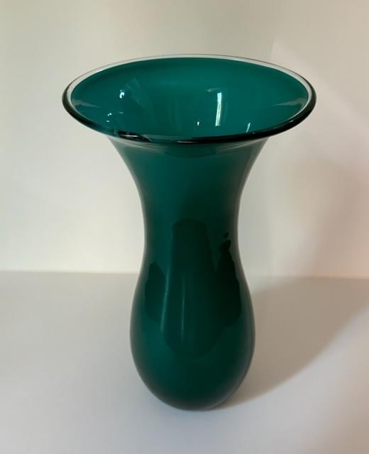 Late 20th Century Marco Zanini Murano Flower Glass Vase Turquoise/Black Milion by Venini - 5