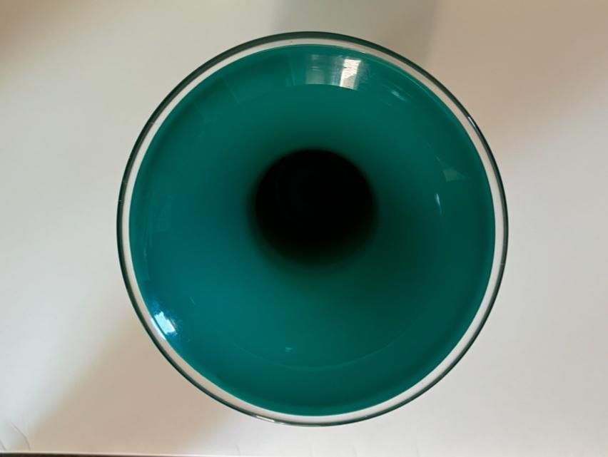 Late 20th Century Marco Zanini Murano Flower Glass Vase Turquoise/Black Milion by Venini - 9