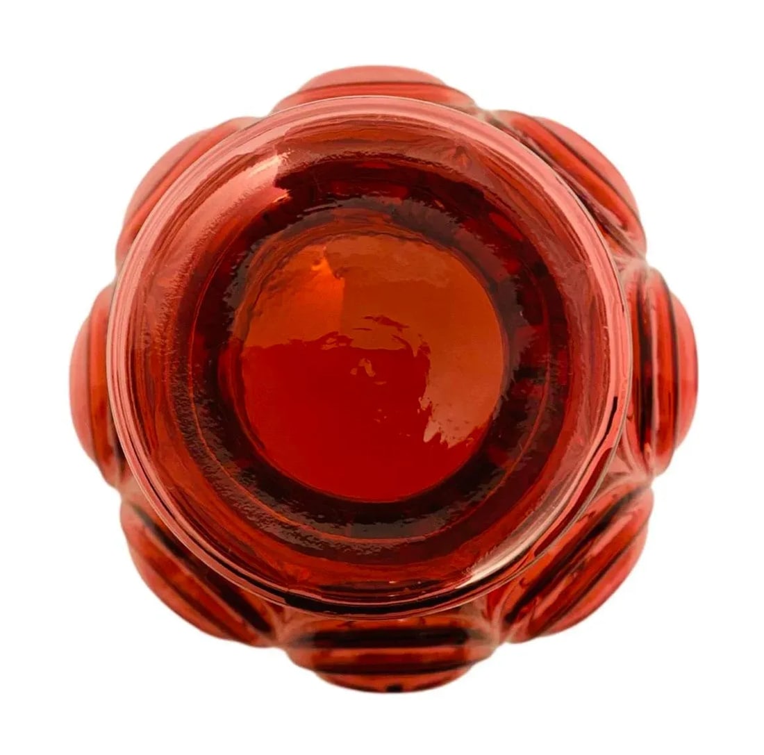 Vintage Fenton Cranberry Art Glass Drape Feather Vase - 6