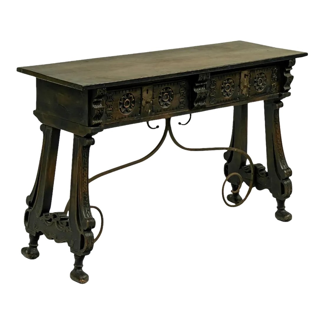 Renaissance Wood and Wrought Iron Trestle Table (1 of 6)