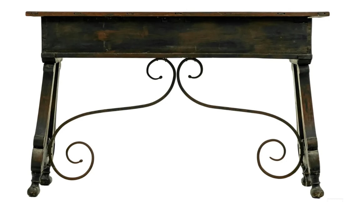 Renaissance Wood and Wrought Iron Trestle Table - 4