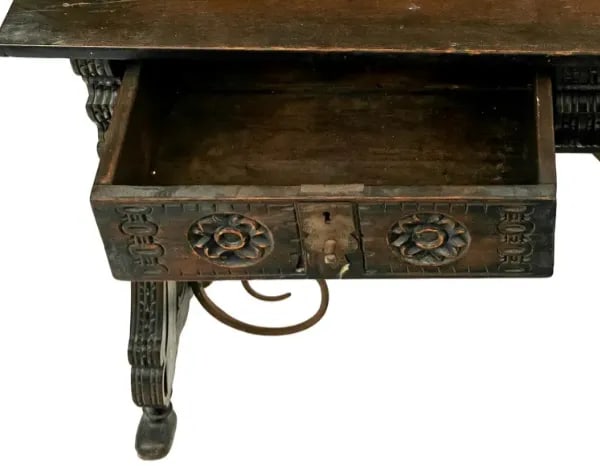 Renaissance Wood and Wrought Iron Trestle Table - 5