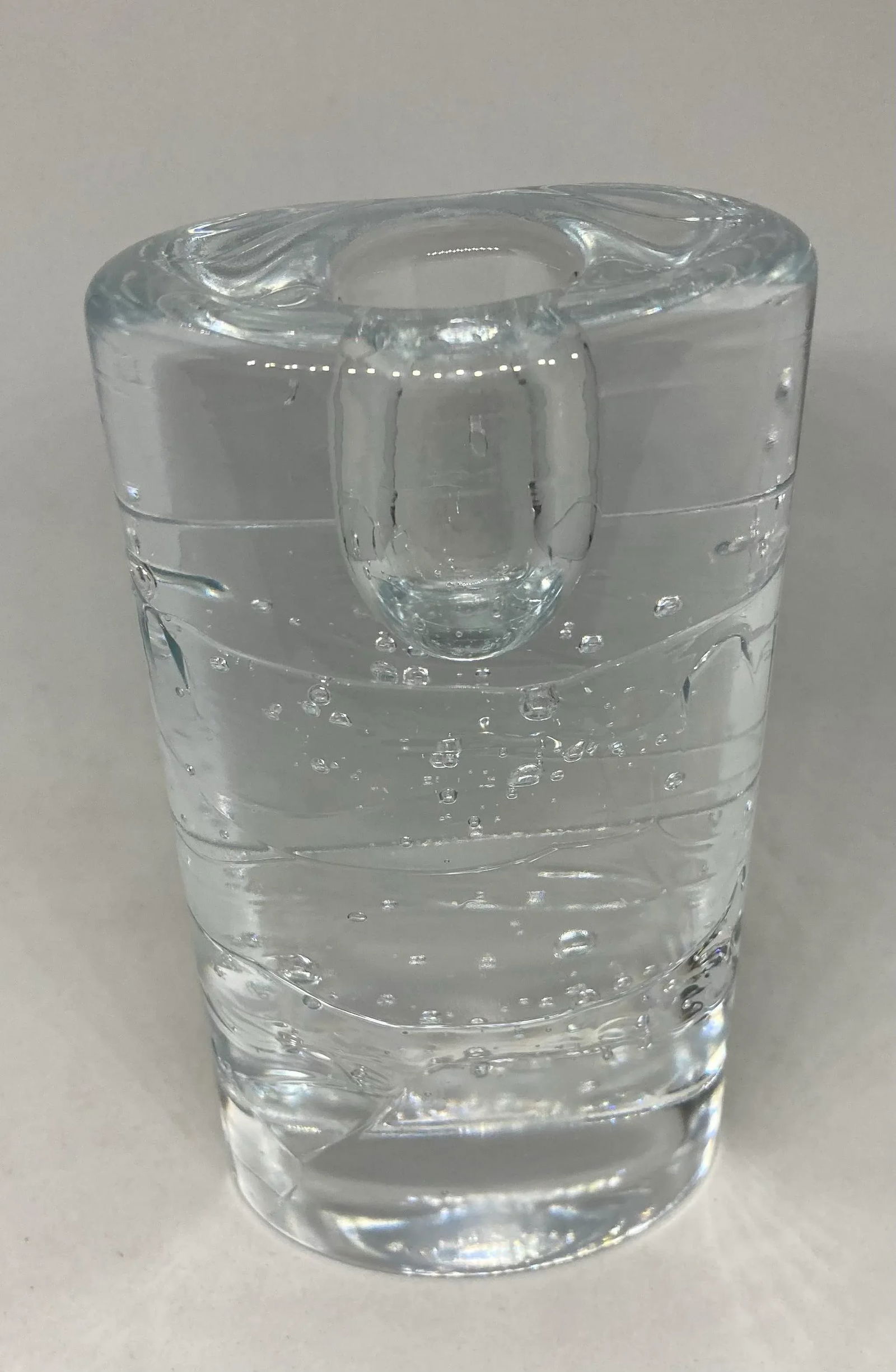 1960s Iittala Finland Timo Sarpaneva Arkipelago Ice Block Oval Thick Glass Candle Holders- Set of 2 - 6