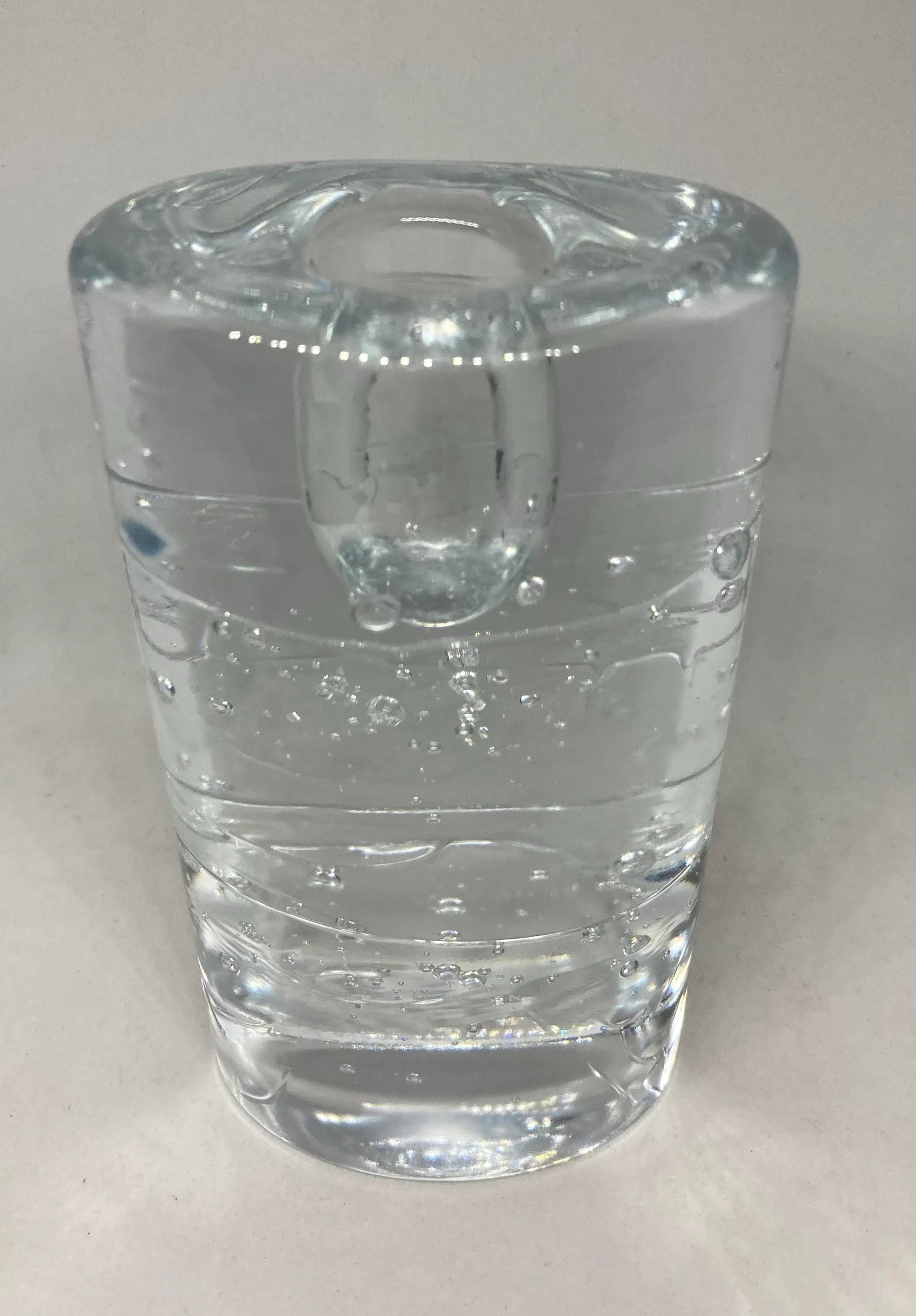 1960s Iittala Finland Timo Sarpaneva Arkipelago Ice Block Oval Thick Glass Candle Holders- Set of 2 - 7